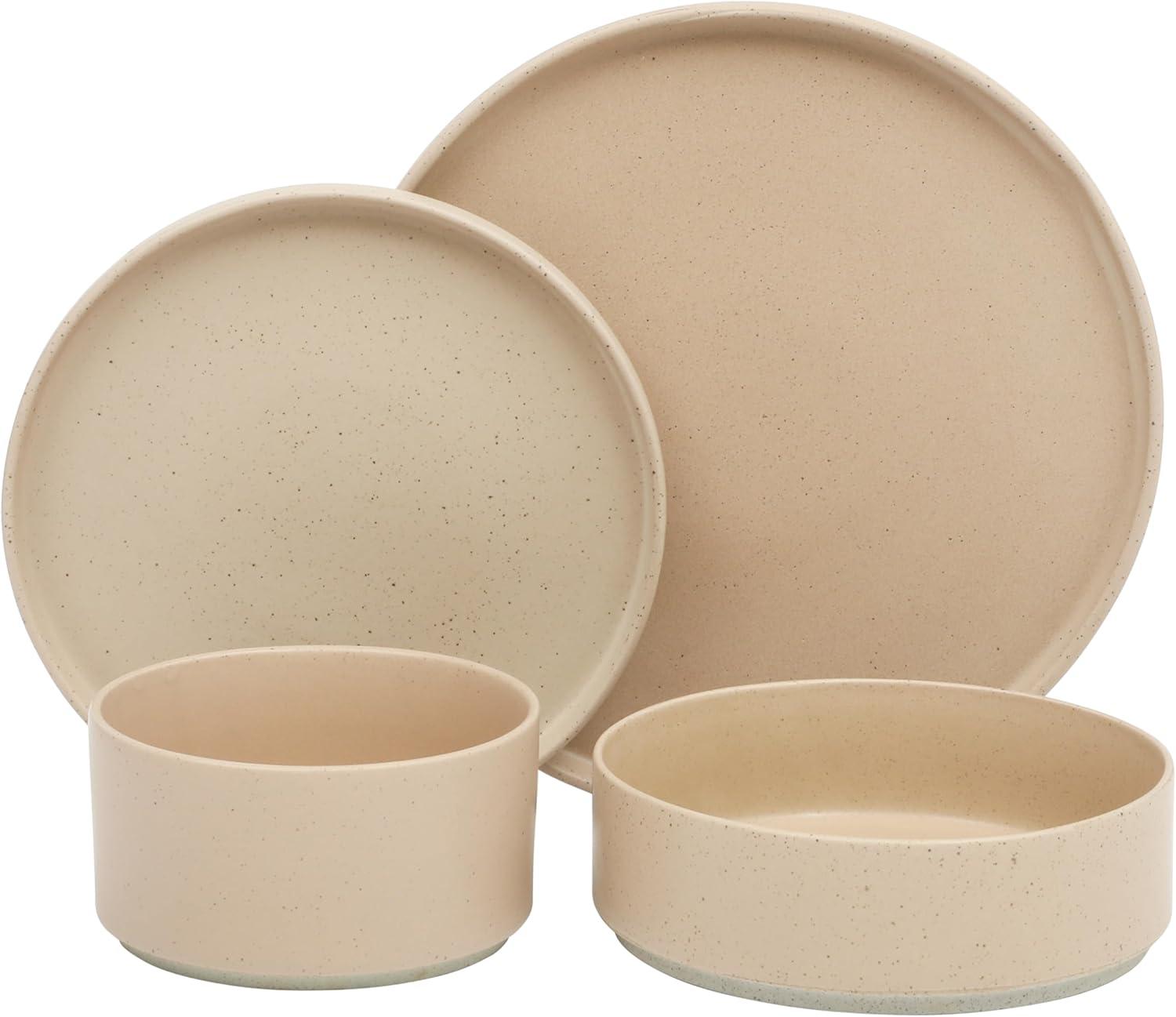 Gibson Elite Gibson Elite Tatum Premium Porcelain Matte Reactive Glaze 16 Piece (Service for 4) Plates and Bolws Stackable Dishes Ceramic Dinnerware