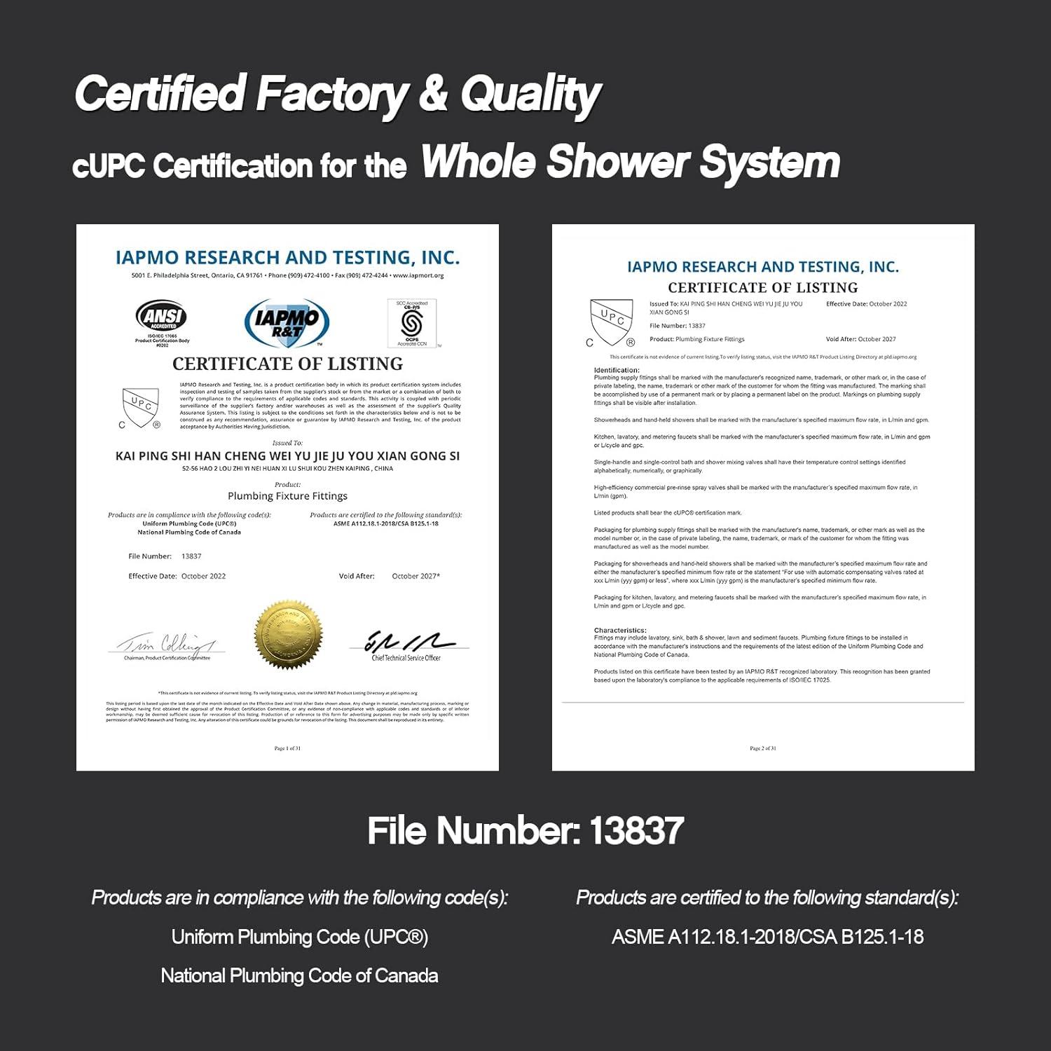 12" Black Rain Shower System With Handheld, Mixer Combo Set, Wall Mounted Faucet & Trim Kit