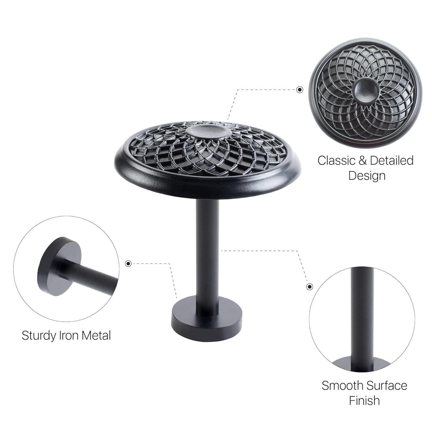 Deco Window 2 Pcs Curtain Holdback for Curtains Wall Mounted Metal Drapery Disc Leaf Hook for Sheer and Blackout Panels (Black Matt)