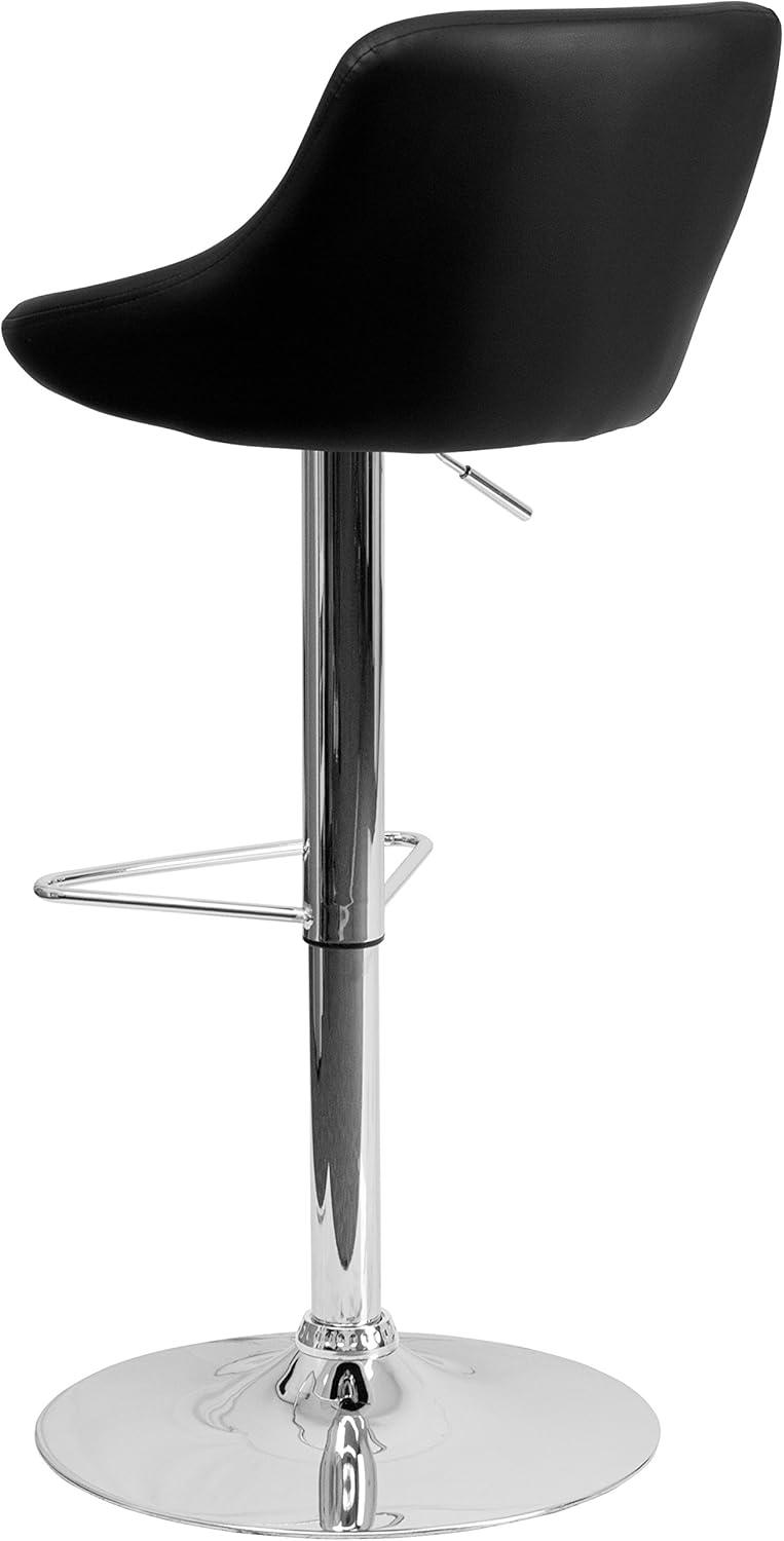 Flash Furniture Contemporary Vinyl Bucket Seat Adjustable Height Barstool with Chrome Base