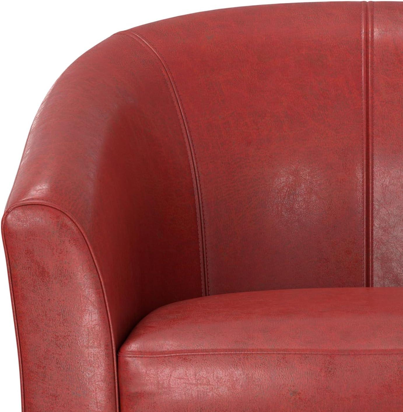 Simpli Home Austin 30"W Upholstered Vegan Faux Leather Contemporary Tub Accent Chair with High Arms and Deep Seat