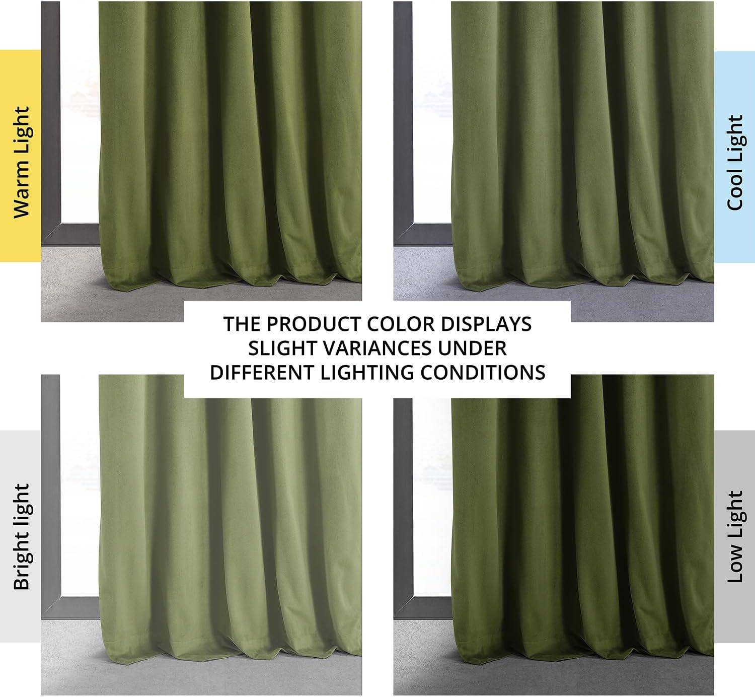 Half Price Drapes Signature Basque Green Velvet Blackout Curtains For Bedroom(1 Panel), 50WX 84L