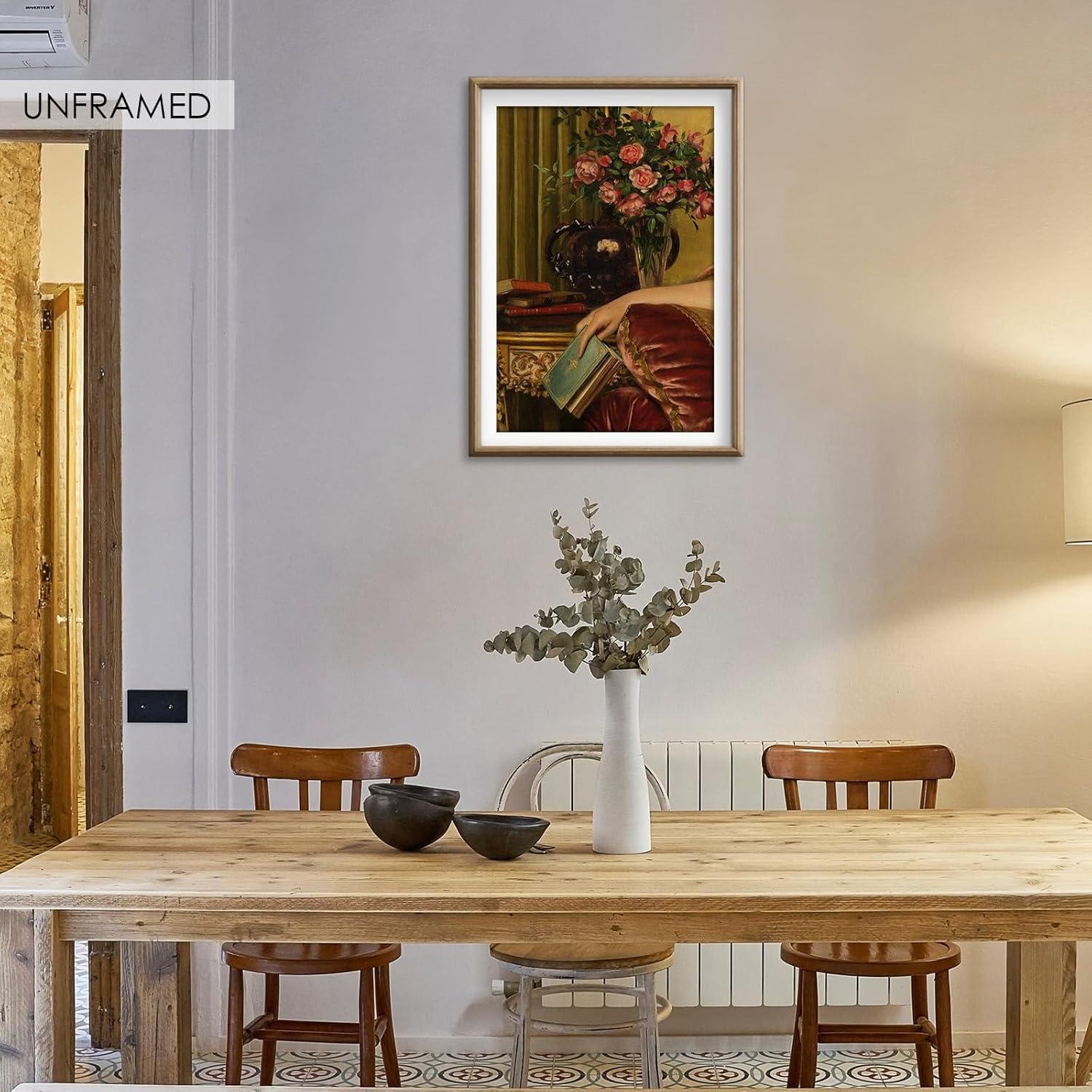 Vintage Art Portrait Maximalist Decor with Baroque Rococo Canvas Wall Art Print Eclectic Room Decor Oil Painting Renaissance Traditional for Living Room, Office, Bedroom - 12x16in Unframed