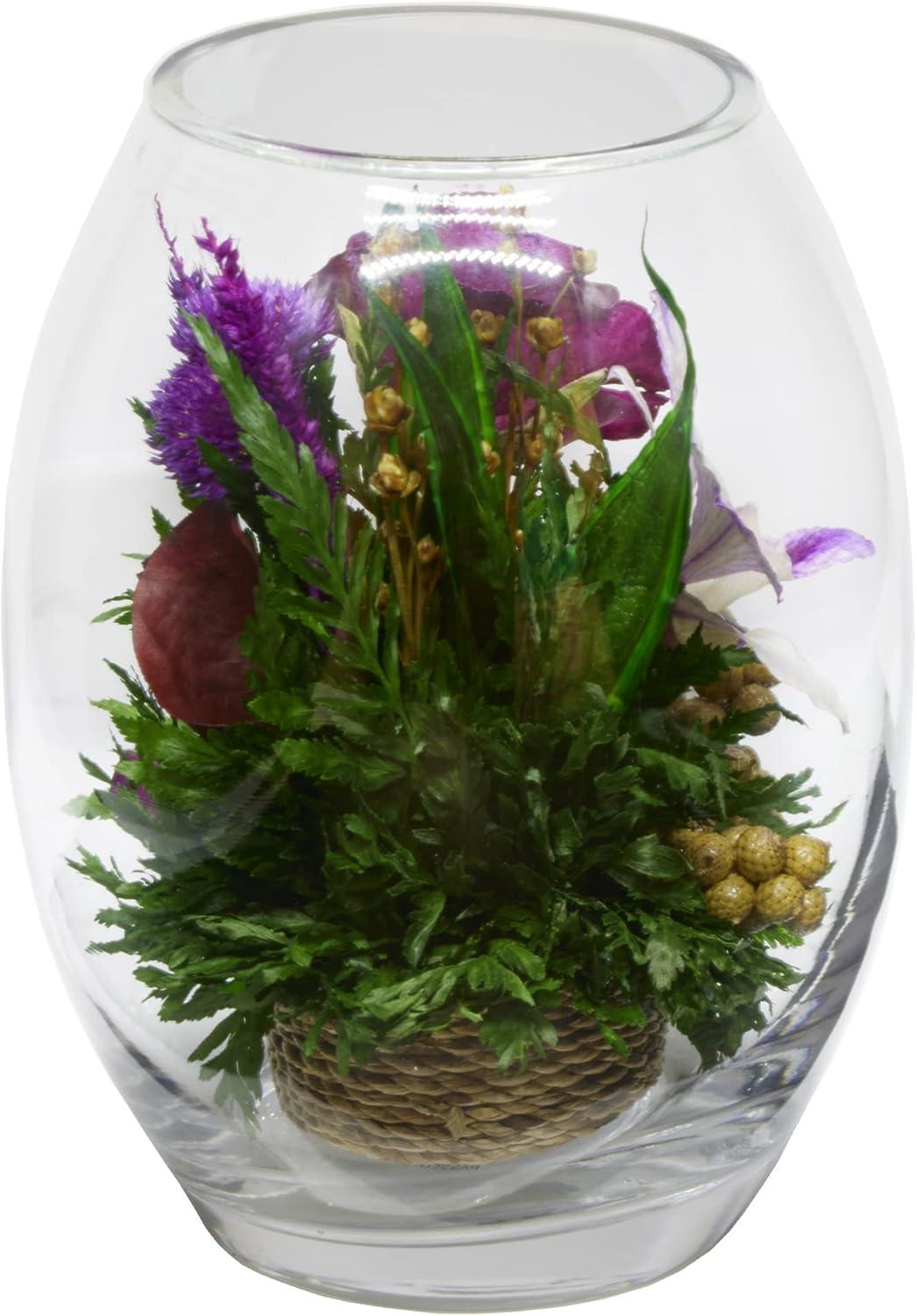 Fiora Flower Long-Lasting Roses and Orchid in a Glass Vase