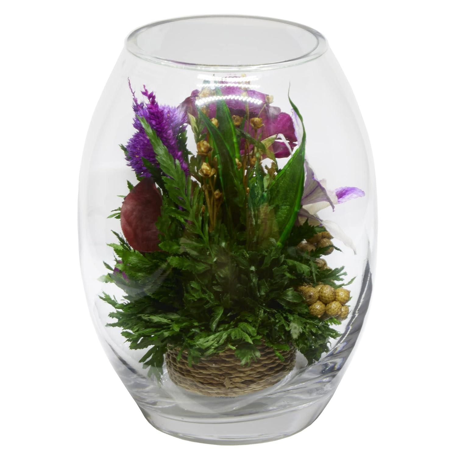 Fiora Flower Long-Lasting Roses and Orchid in a Glass Vase