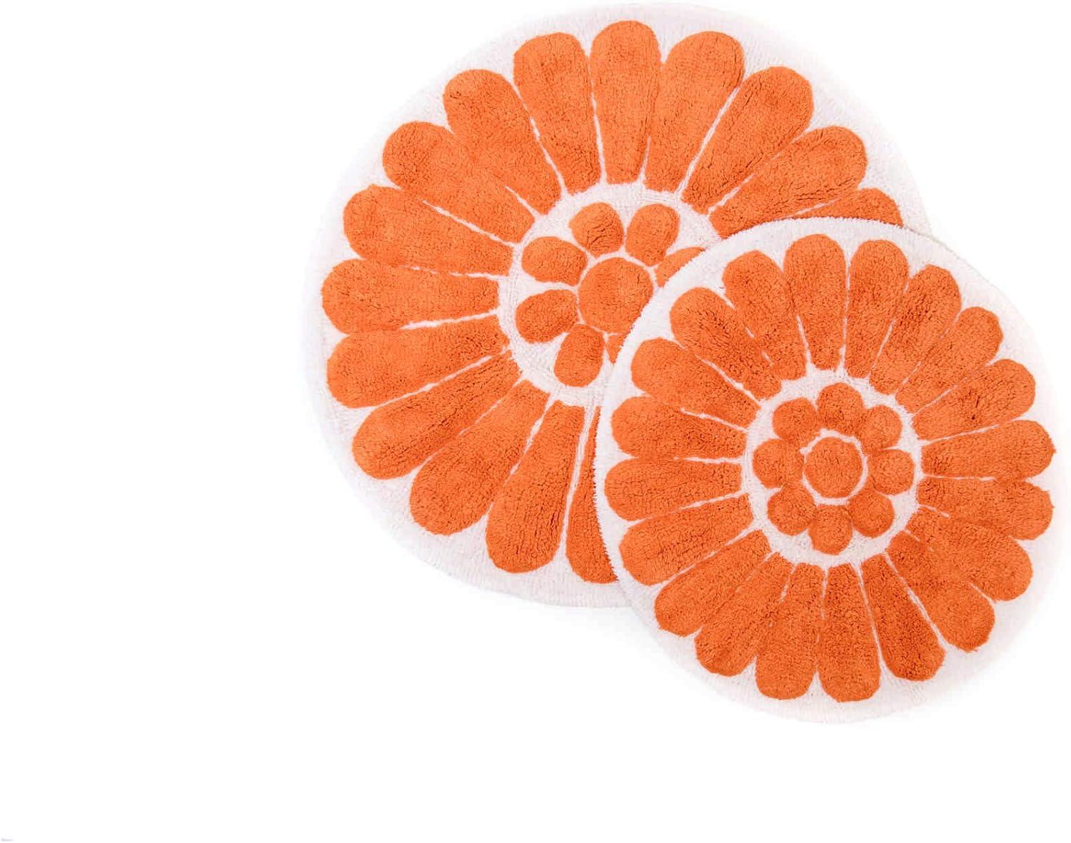 Chesapeake Merchandising 2pc Bursting Flower Bath Rug Set Coral : Microfiber, Machine Washable, Non-Slip Backing