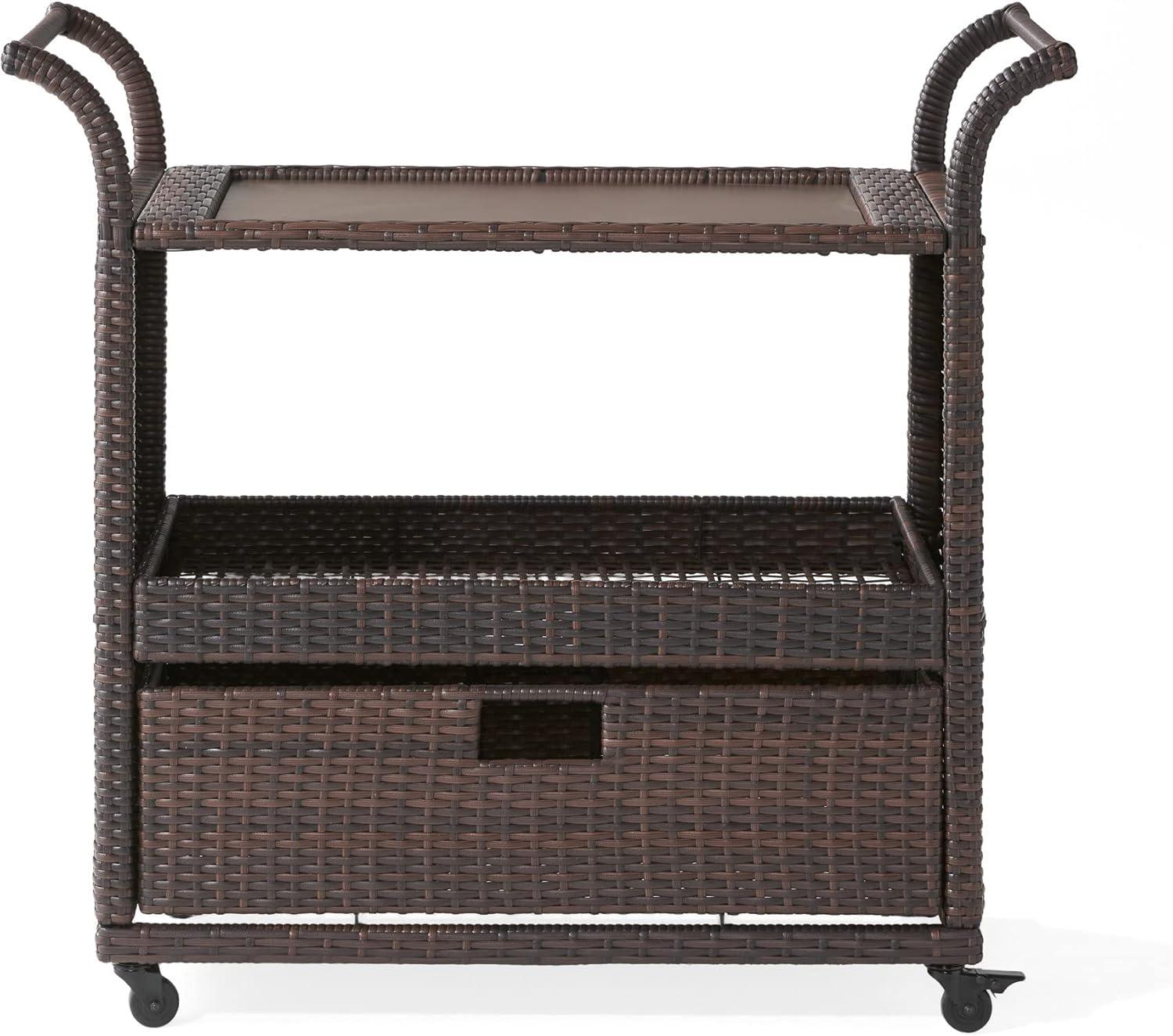 Karl Home Outdoor Wicker Bar Cart