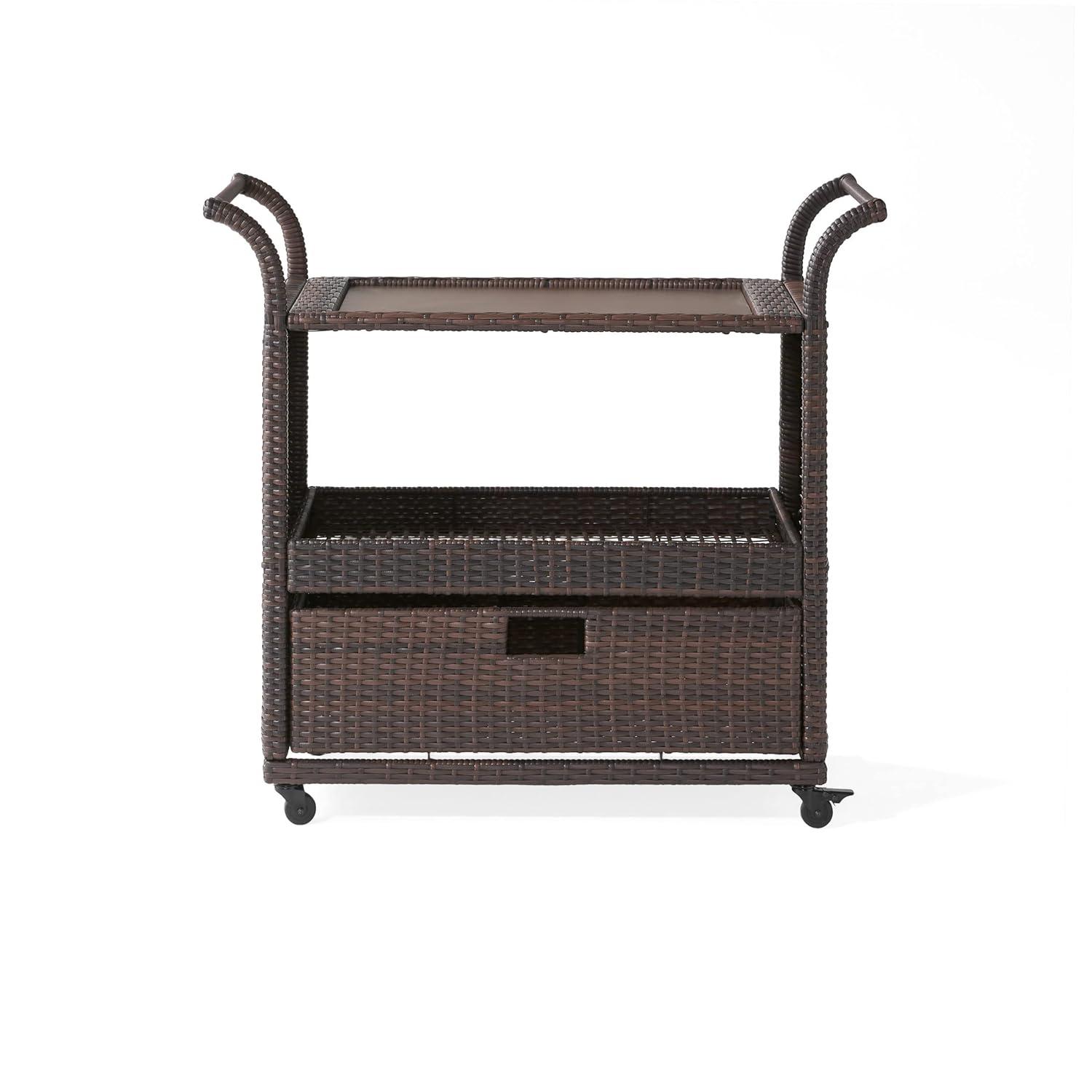 Karl Home Outdoor Wicker Bar Cart