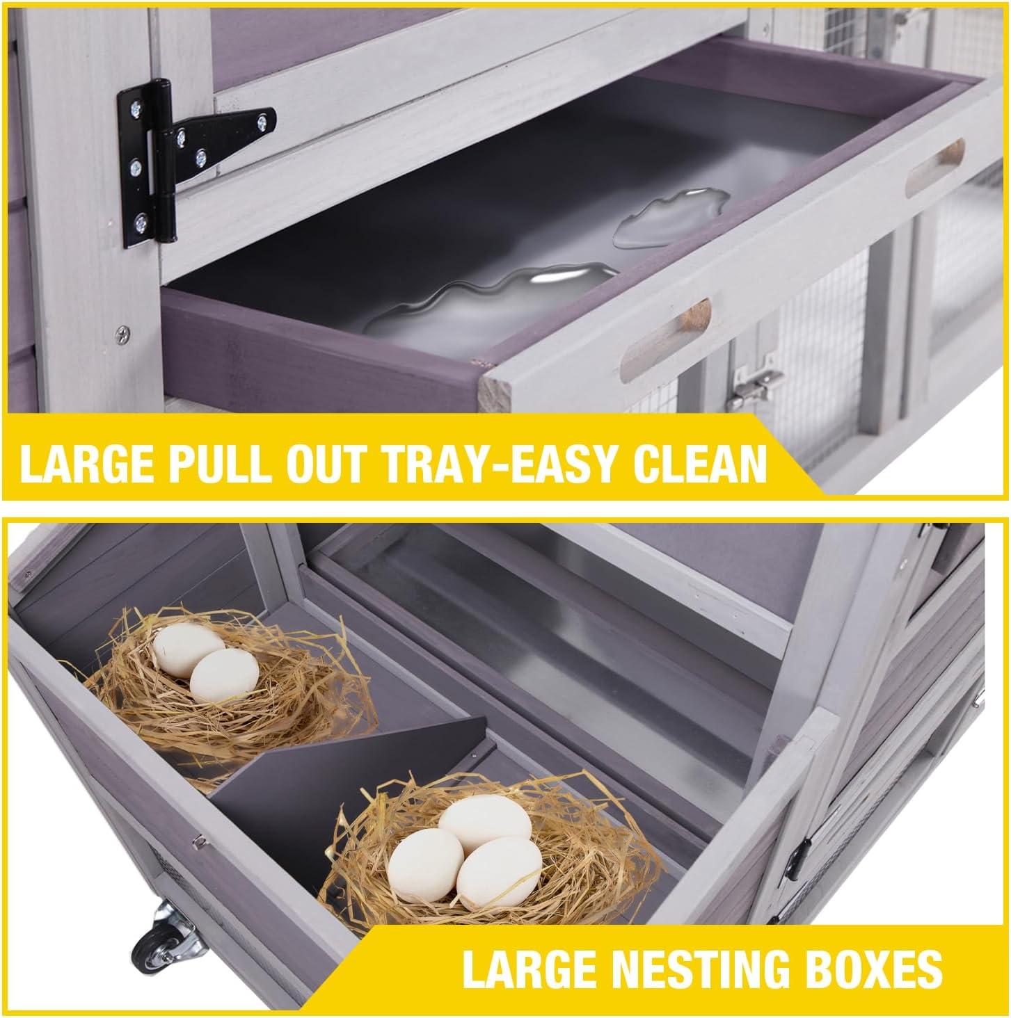 AIR72 Mobile Chicken Tractor Gray 80.7"L x 25.8"W x 44.1"H