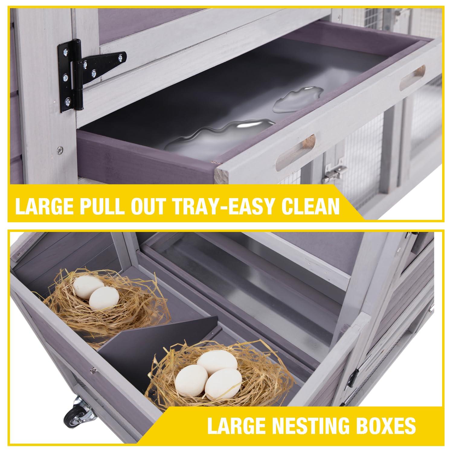 AIR72 Mobile Chicken Tractor Gray 80.7"L x 25.8"W x 44.1"H