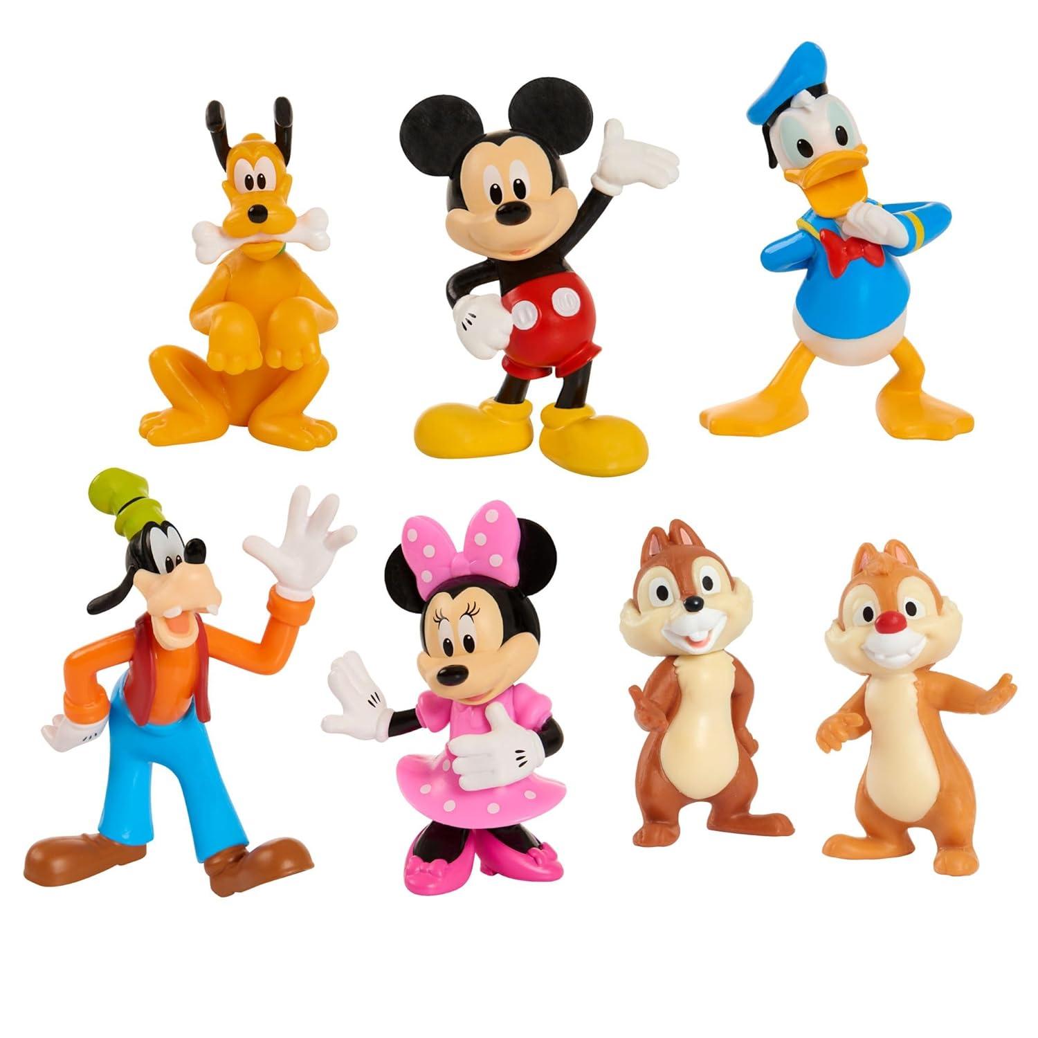 Disney Junior Mickey, Minnie, Donald, Goofy, Pluto, Chip & Dale Figure 7-Pack (Hassle Free Packaging)
