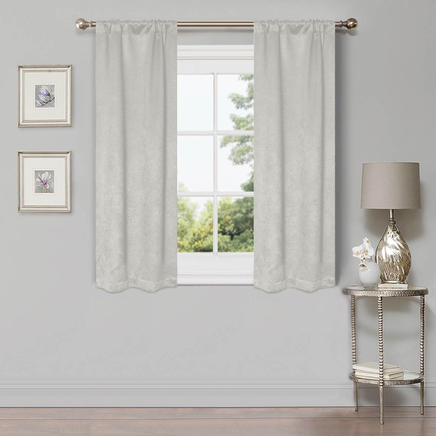 Superior Waverly Blackout Curtains, Rod Pocket, Set of 2, 26" x 63", Ivory