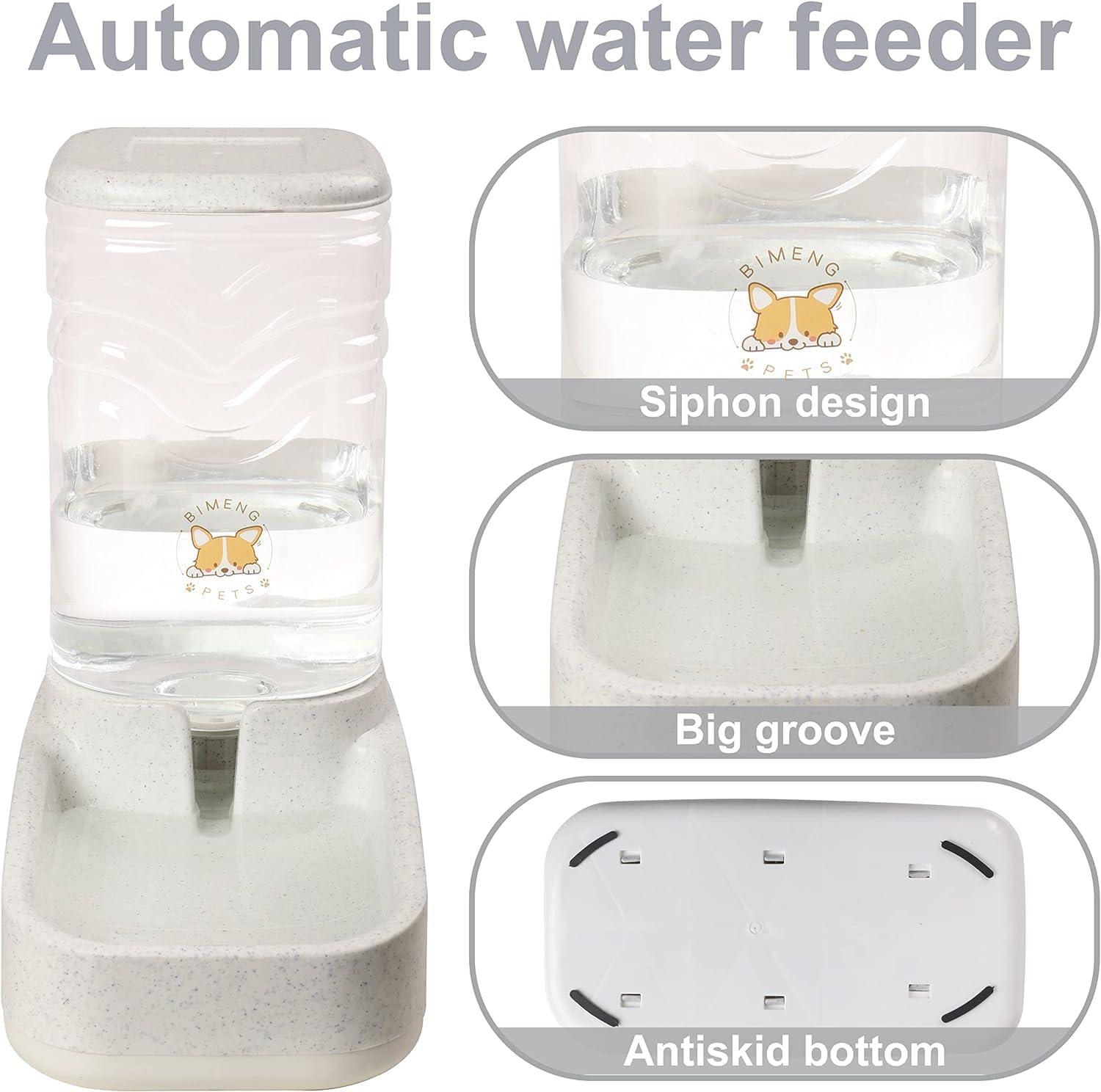 Elevon Automatic Dog Feeder, Gravity Food and Water Dispenser Bowl Set for Small Medium Cats Animals, Pet Feeder Dispenser Storage Food, 3.8L Large Capacity, White & Gray C9