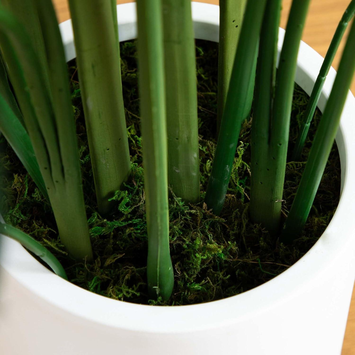 Nearly Natural 5-ft Artificial Sky Bird Tree in White Decorative Planter