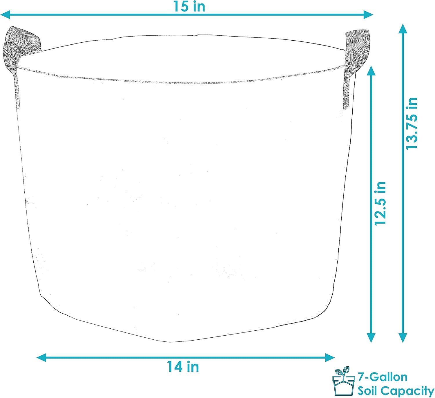 Sunnydaze 1-Pack of 7-Gallon Garden Grow Bags for Vegetables - 300 GSM Non-Woven Polypropylene Felt Fabric Flower Pots and Planters with Handles - Single Gardening Container