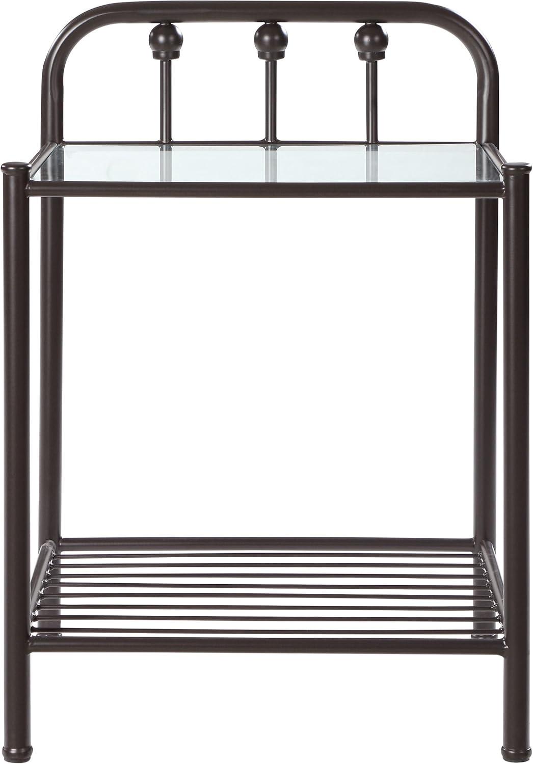 Coaster Livingston Traditional 1 Shelf Metal Nightstand with Glass Top Dark Bronze