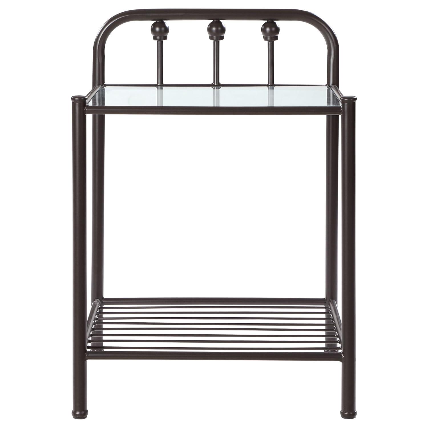 Coaster Livingston Traditional 1 Shelf Metal Nightstand with Glass Top Dark Bronze