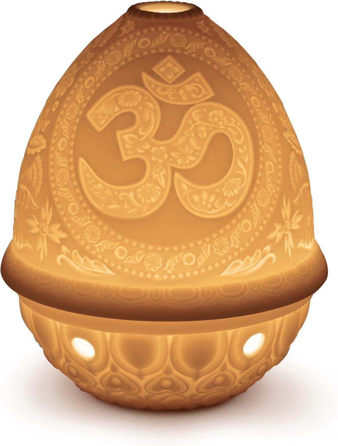 Serene Om 4.75" Ceramic Lithophane Votive Light