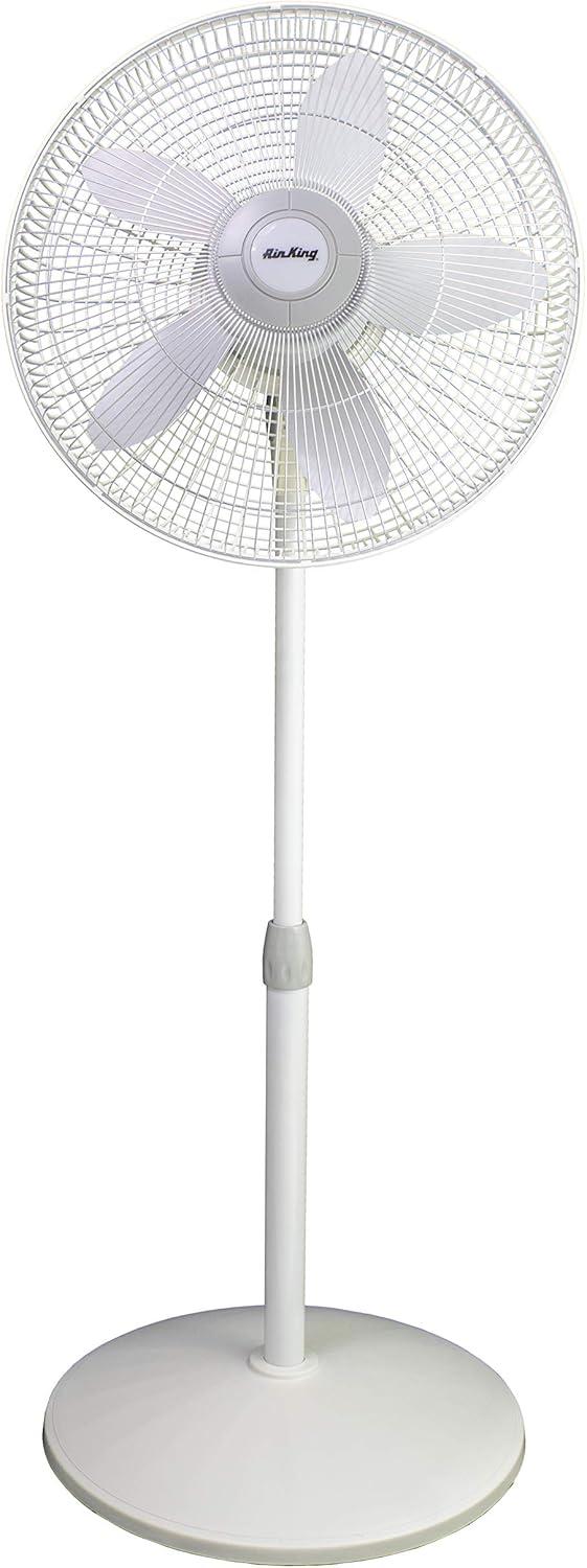 18 in. 3 Speed Oscillating Pedestal Fan with Adjustable Height, Commerical Grade Air Movement, and 3-Prong Cord in White