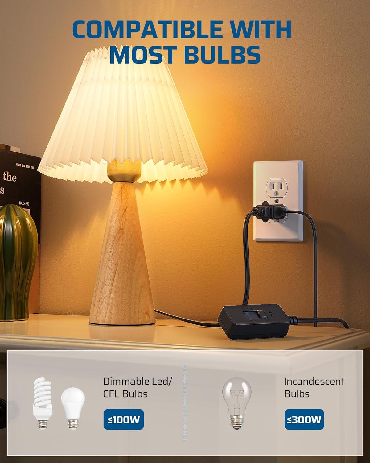 Black Full Range Slide Control Table Lamp Dimmer Switch