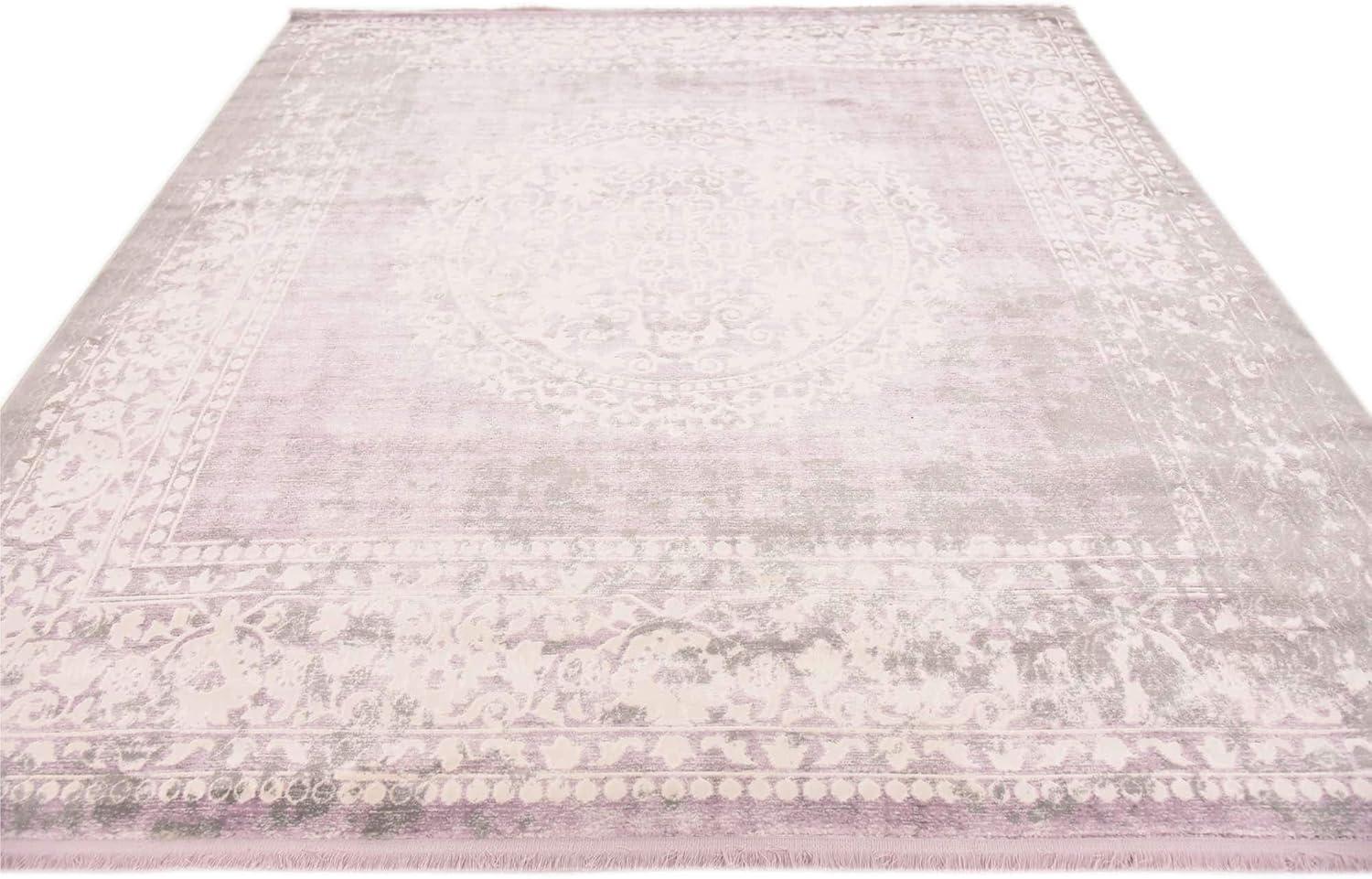 Olwen Purple and Gray Square Synthetic Area Rug