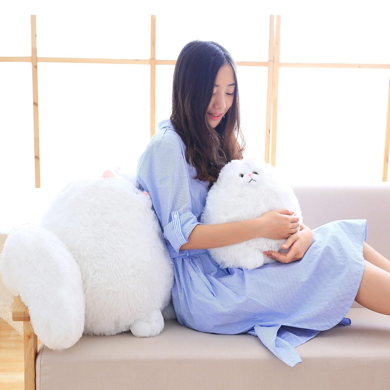 Winsterch Stuffed Animal Plushie Cat Stuffed Animal,Cute Soft Plush Cat Animals,White Stuffed Cat, Birthday for Kids,Boys,Girls,Fat Cat Stuffed Toy (White, 10 Inches)