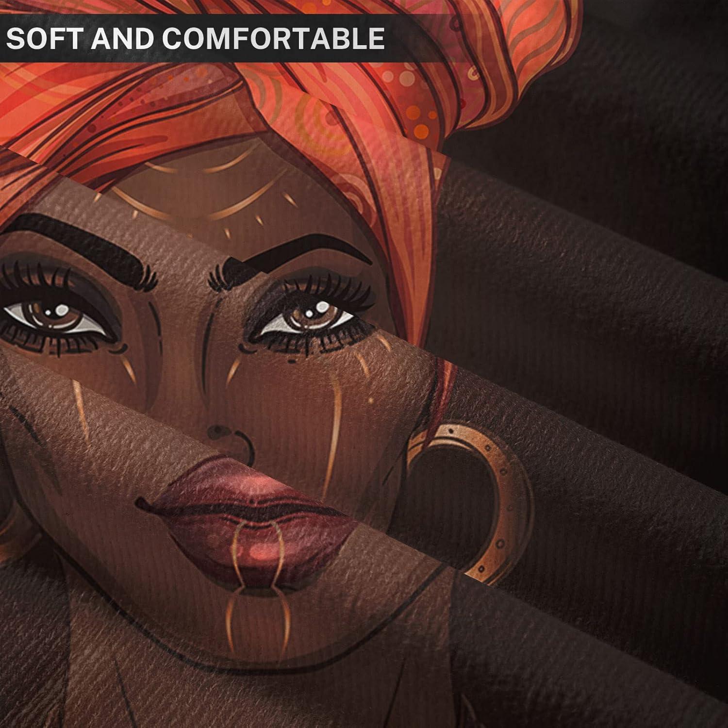 Emvency Throw Pillow Covers Decorative Cases African Pretty Girl of Black Woman with Glossy Lips and Turban Great 20x20 Inch Cover Cushion Pillowcase Square Case Print