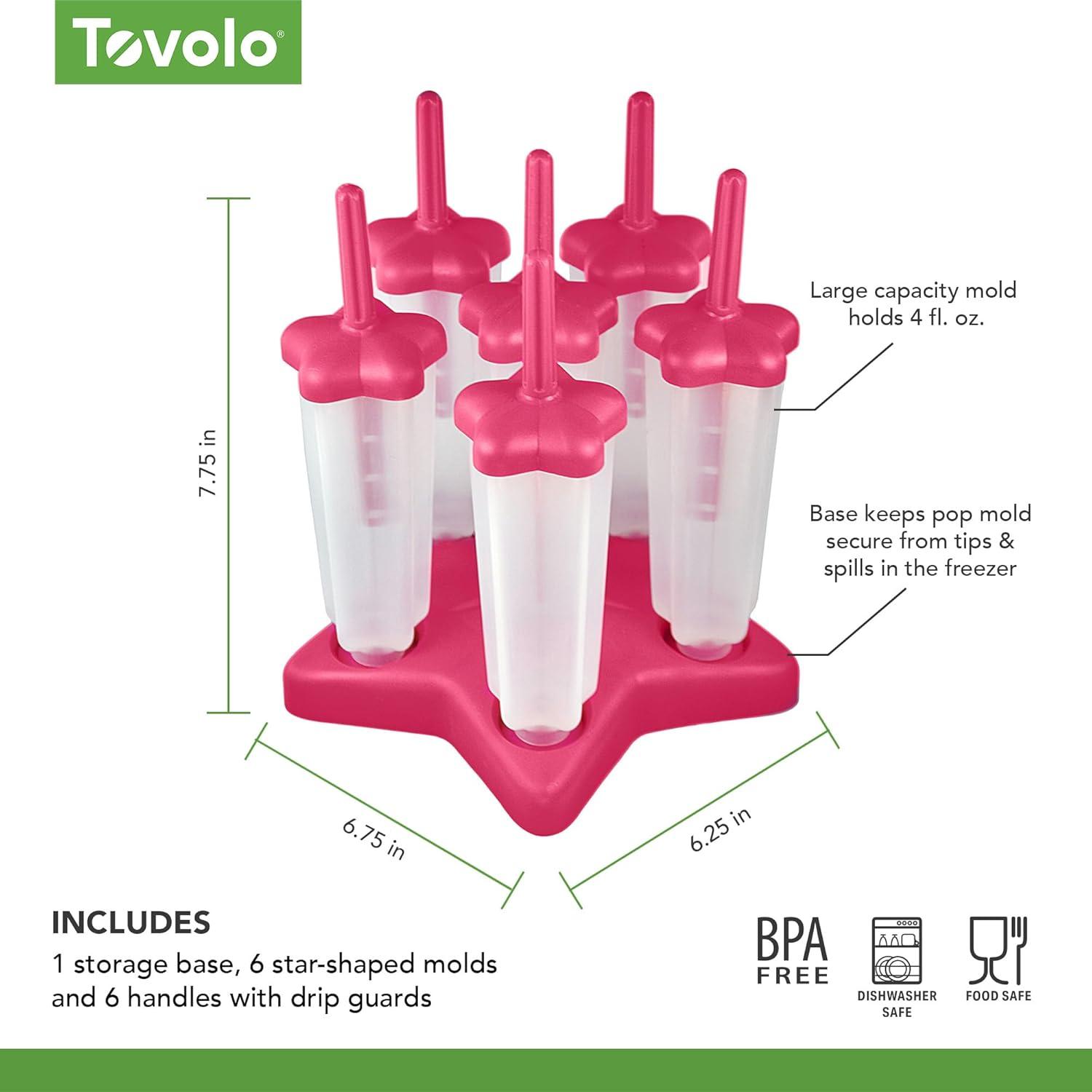 Tovolo Pink Star Shaped Ice Pop Molds Set of 6