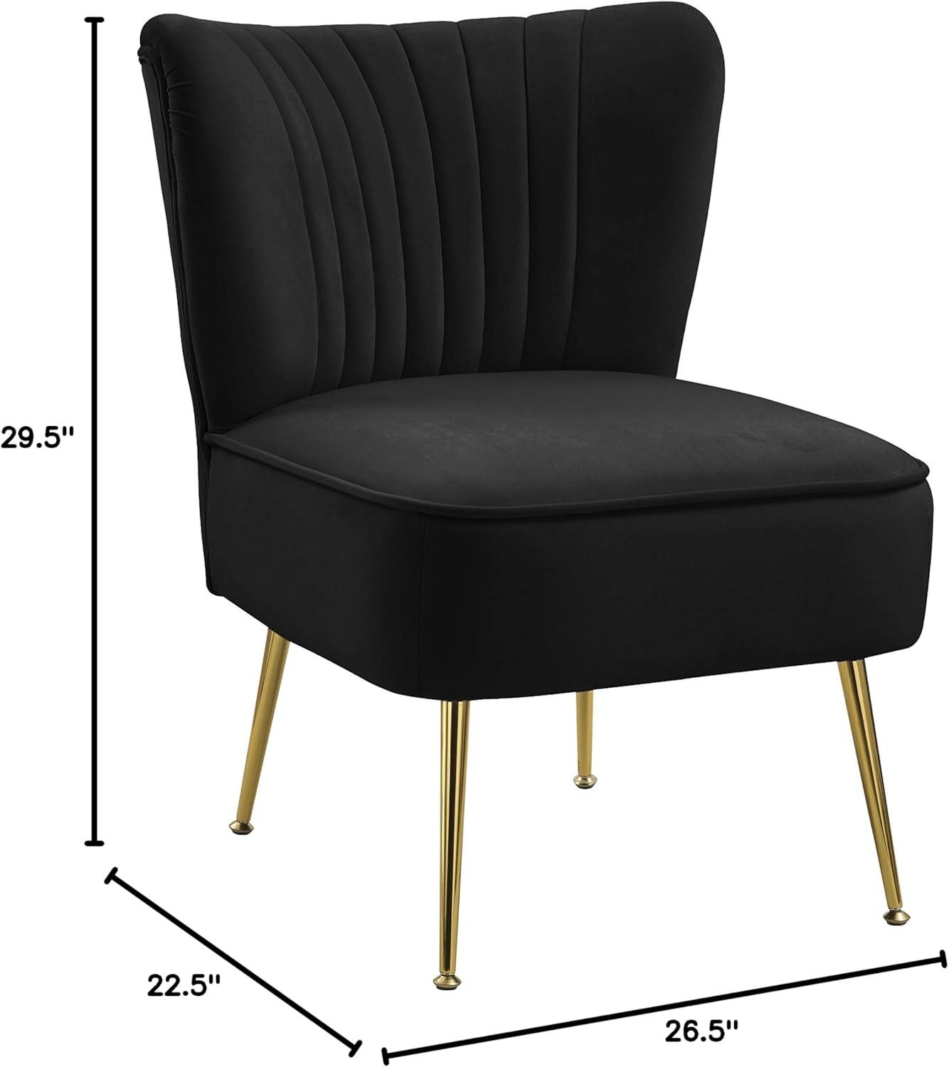 Meridian Furniture Tess Gray Velvet Accent Chair with Gold Legs