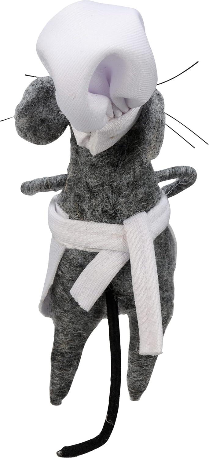 Gray Felt Chef Mice Collectible Figurine Set