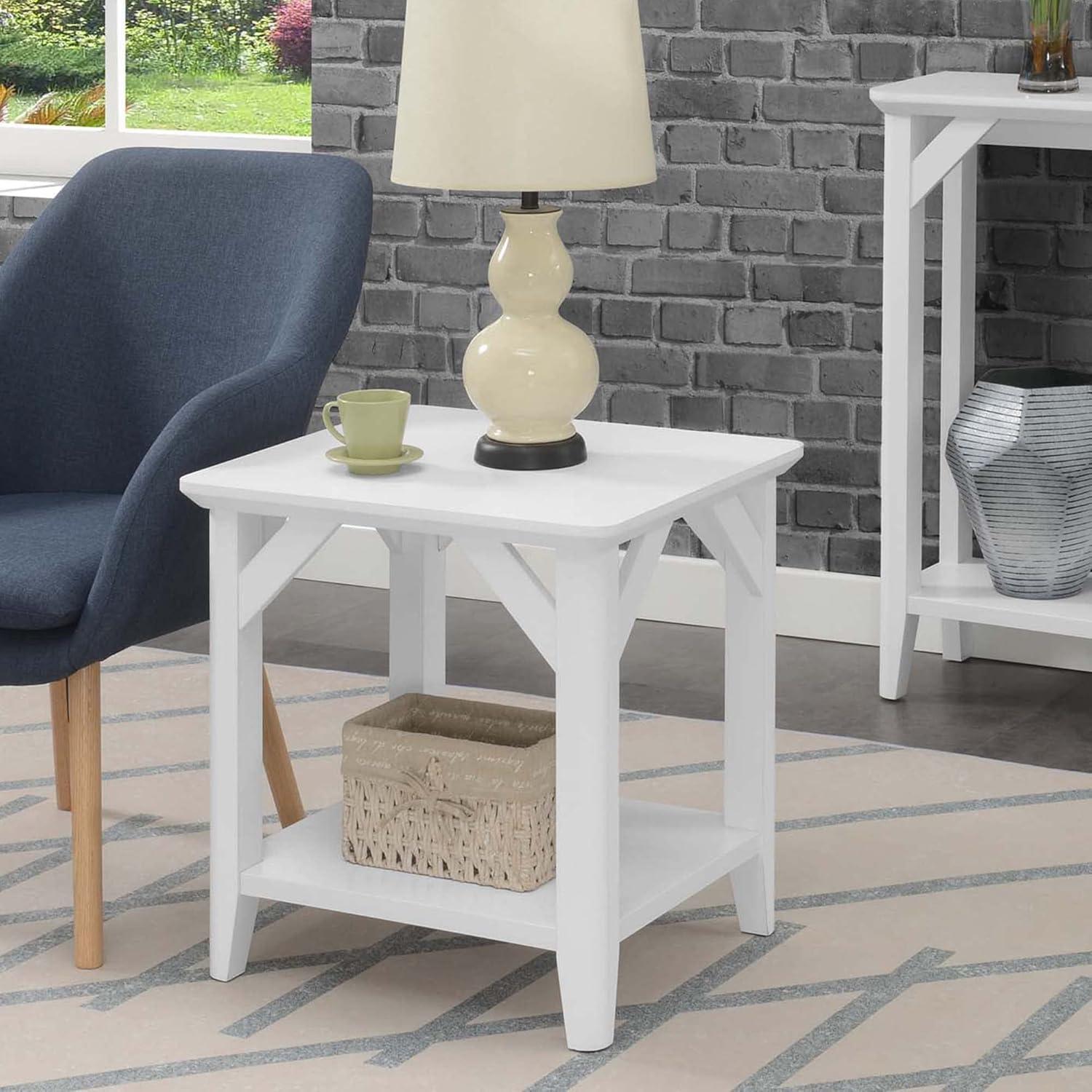 Convenience Concepts Winston End Table with Shelf, White