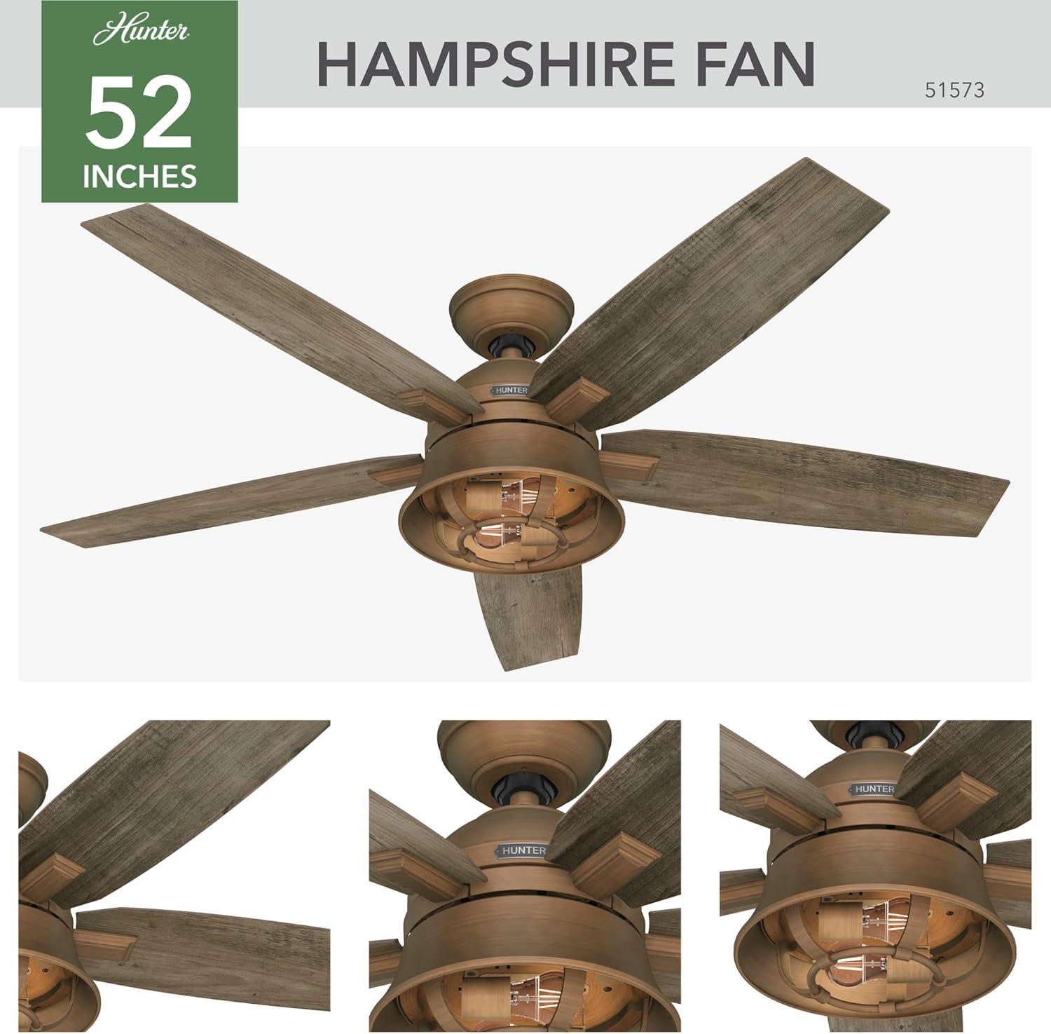 52" Hampshire 5 - Blade Ceiling Fan With LED Light Kit And Handheld Remote