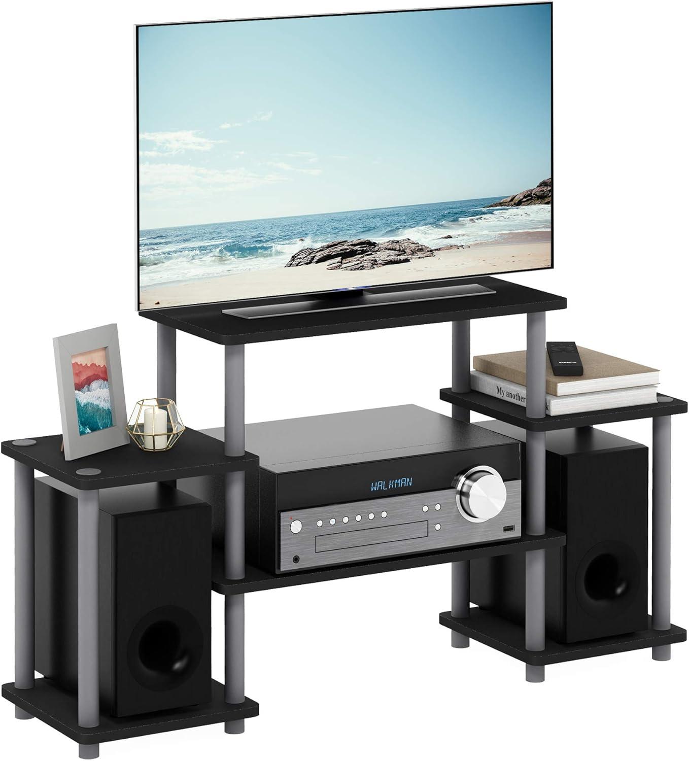 Sleek 41.5" Black & Gray PVC Composite Media Stand