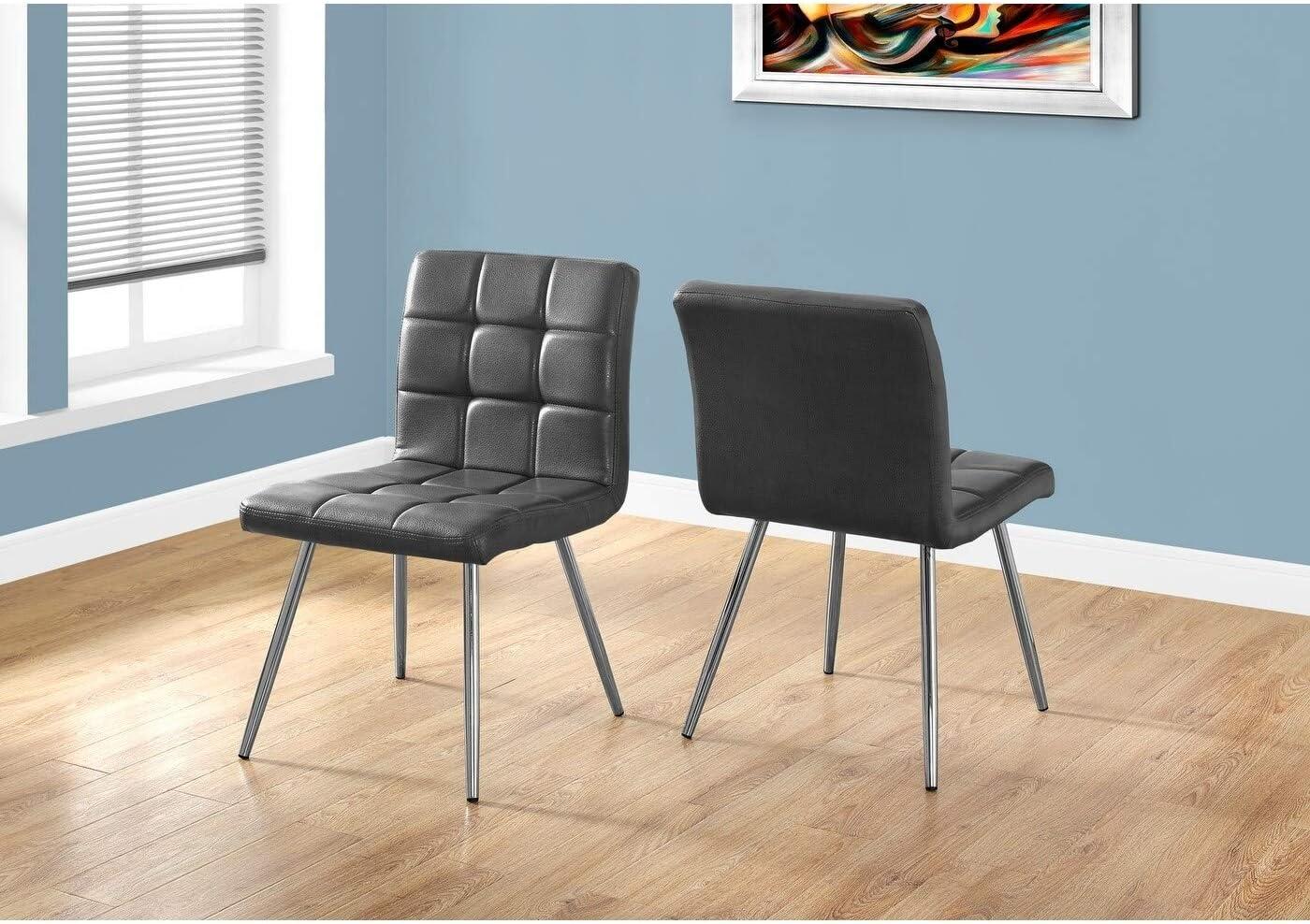 Contemporary Grey Faux Leather and Metal Side Dining Chair