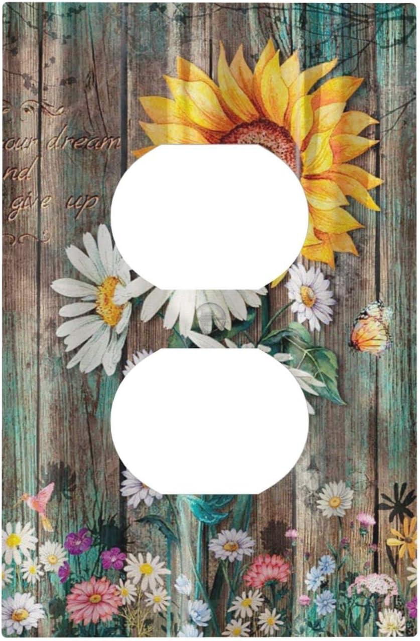 ZICANCN Outlet Covers Wall Plate, Sunflowers Nature Beige Background Light Switch Cover Decorative, Duplex Toggle Combo 1-Gang