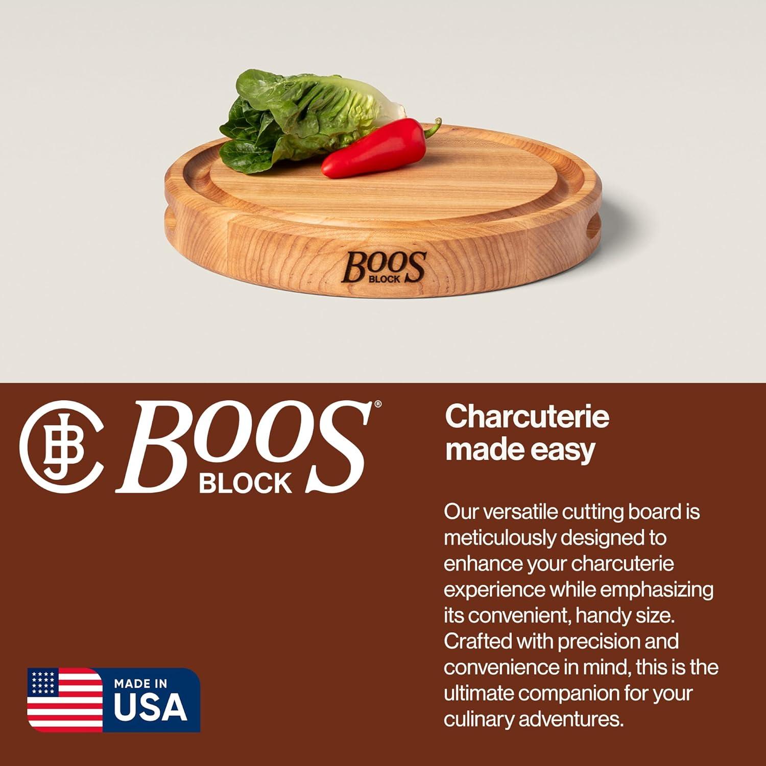 John Boos Chef's Collection Round Maple Cutting Board with Groove