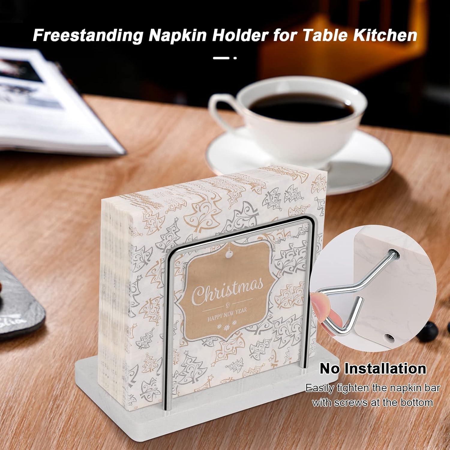 Chrome and Marble Freestanding Napkin Holder