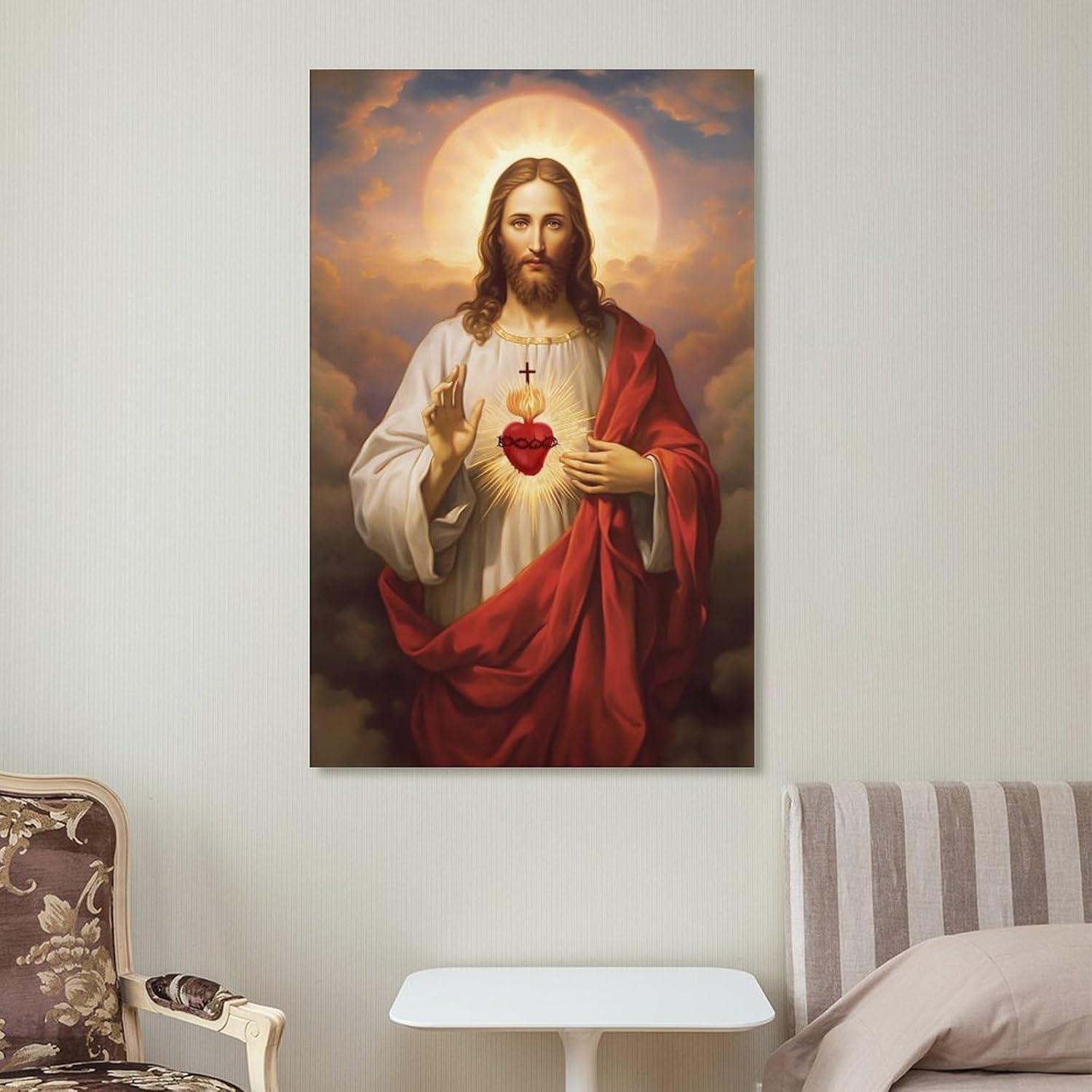 Sacred Heart of Jesus Religious Canvas Wall Art