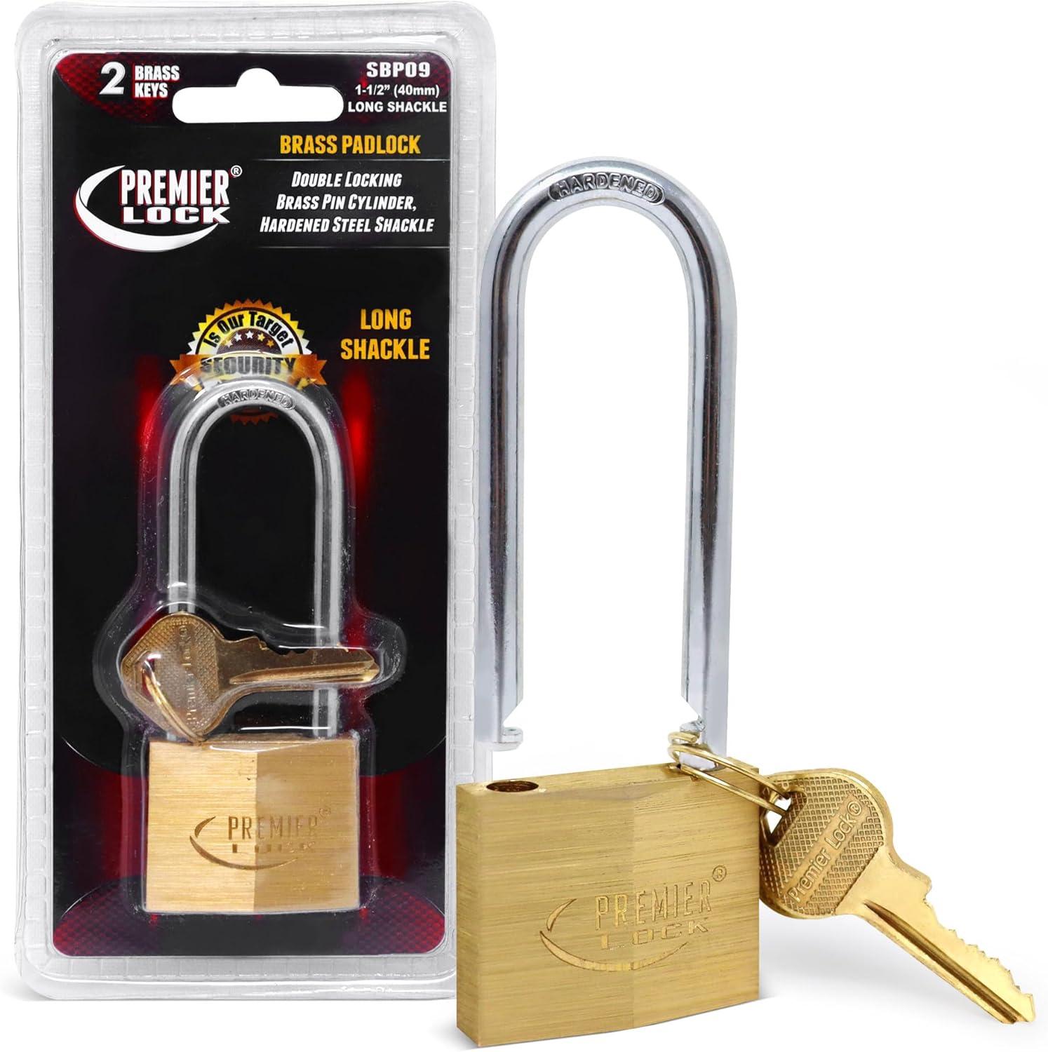 Premier Lock 1.5-Inch Polished Brass Padlock with Keys