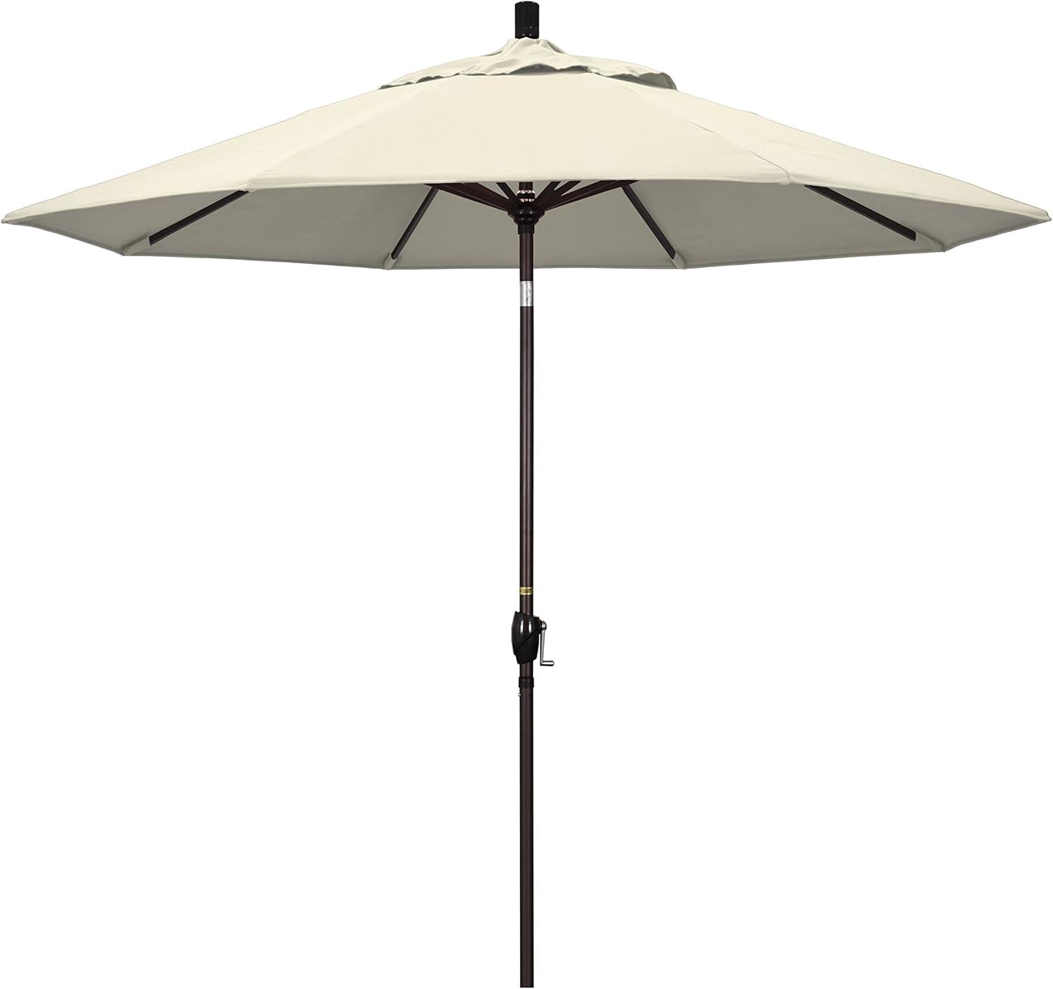 9' Antique Beige Aluminum Market Patio Umbrella with Bronze Pole