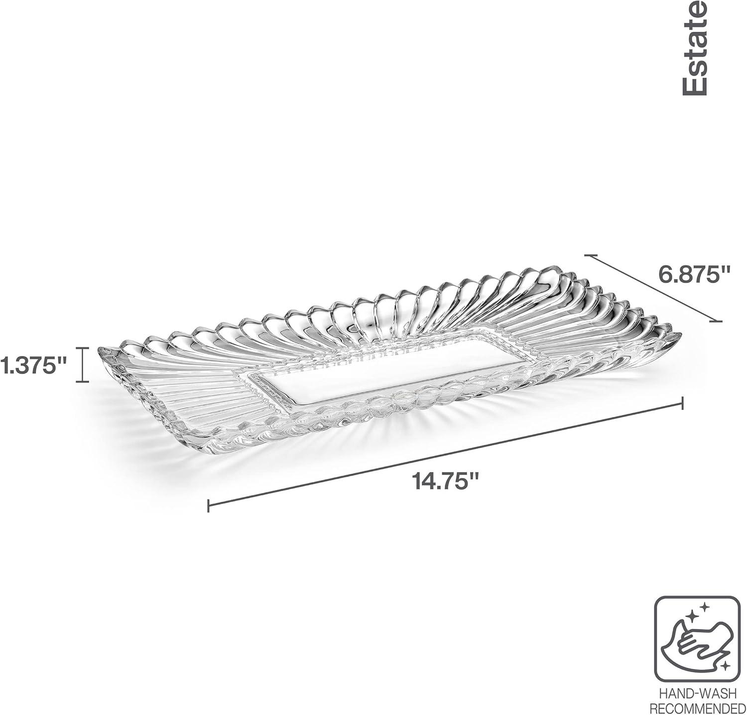 Estate Crystal Glass Rectangular Serving Tray, 14.75 Inch