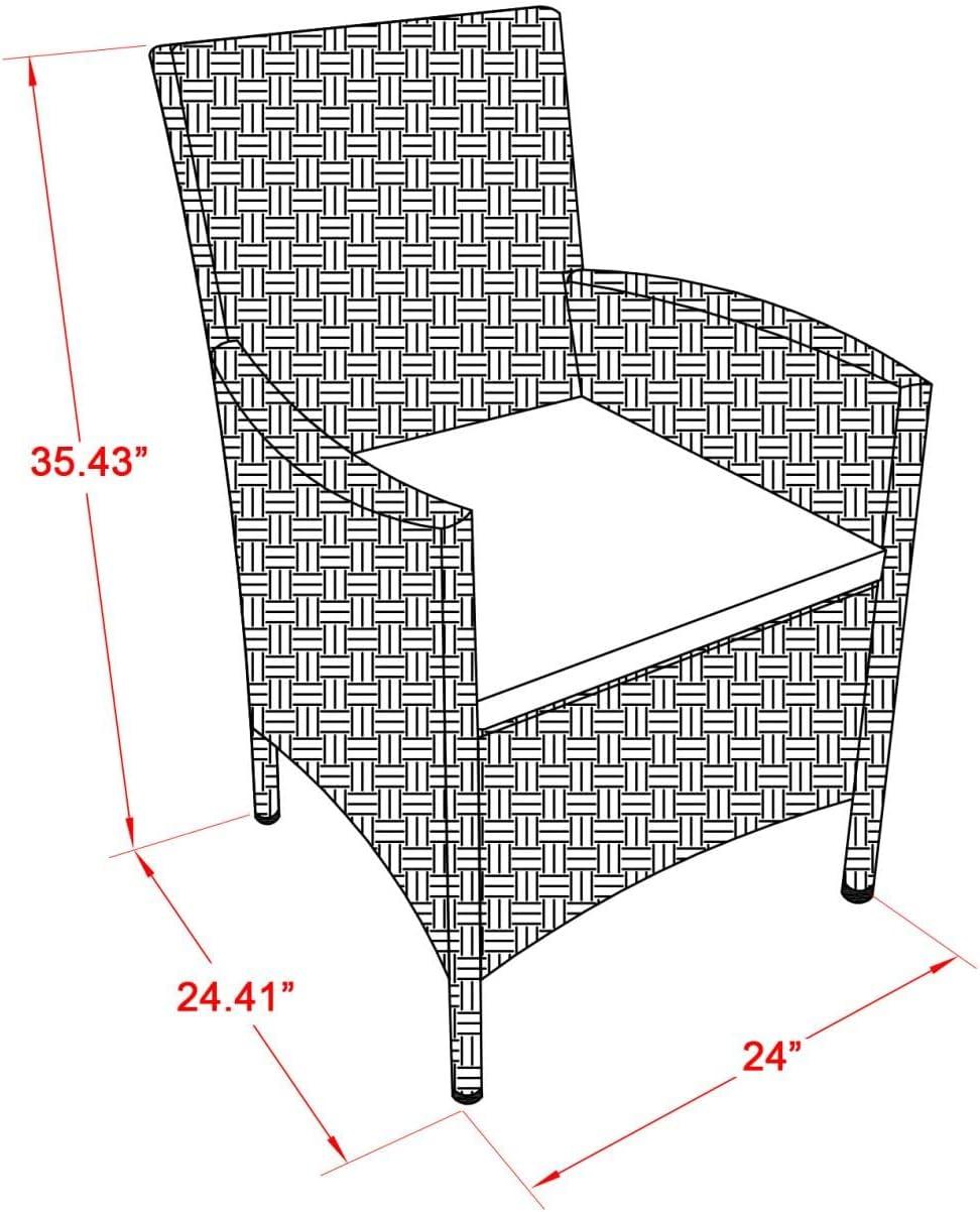 East West Furniture  Valencia Outdoor-furniture Wicker Patio Chair - Cream - Set of 2