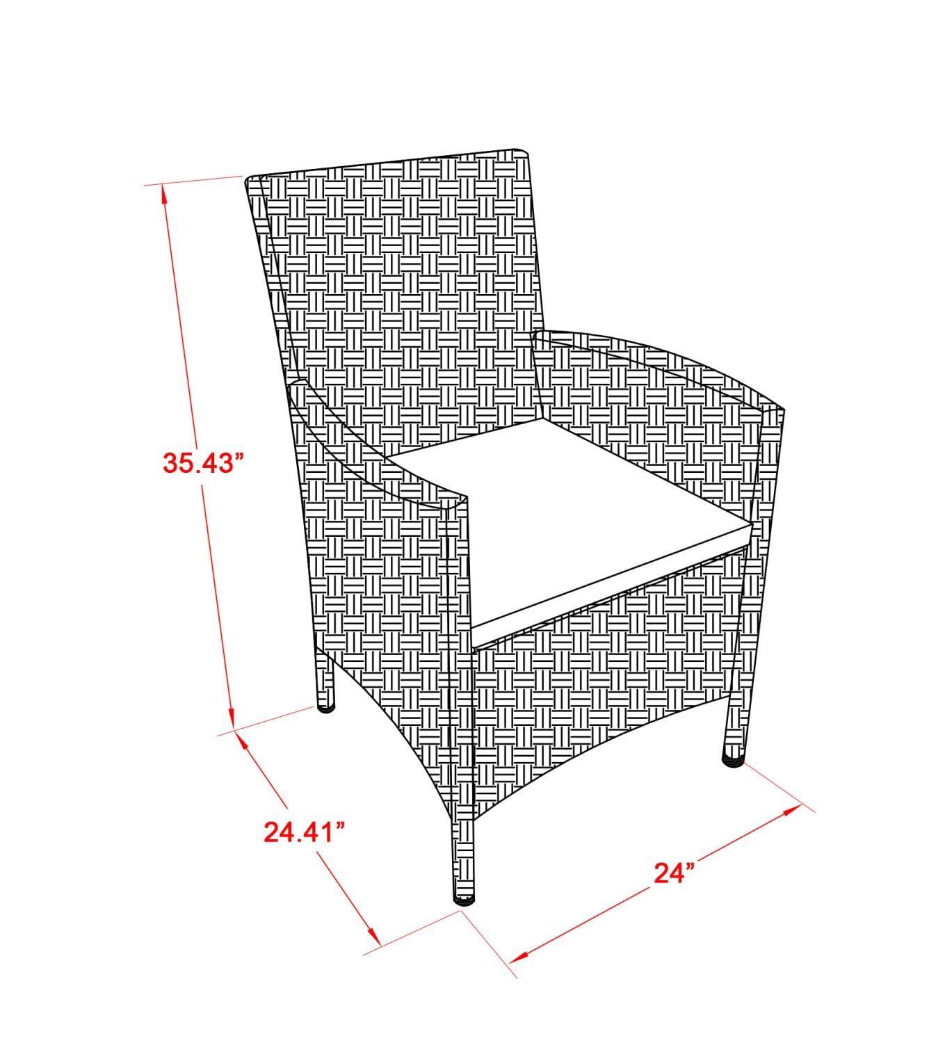 East West Furniture  Valencia Outdoor-furniture Wicker Patio Chair - Cream - Set of 2