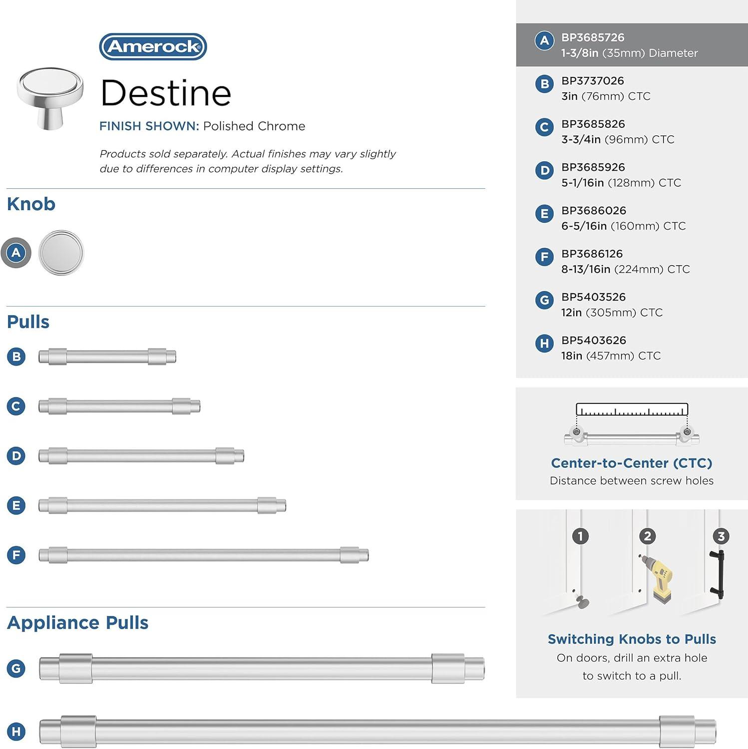 Destine 1 3/8" Diameter Round Knob