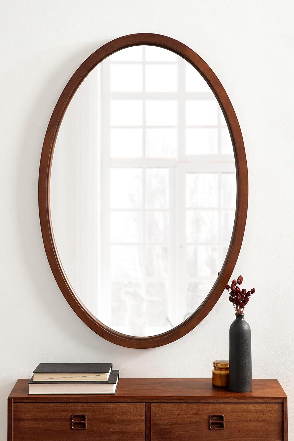 Kate and Laurel Hogan Wood Oval, 24x36, Walnut Brown