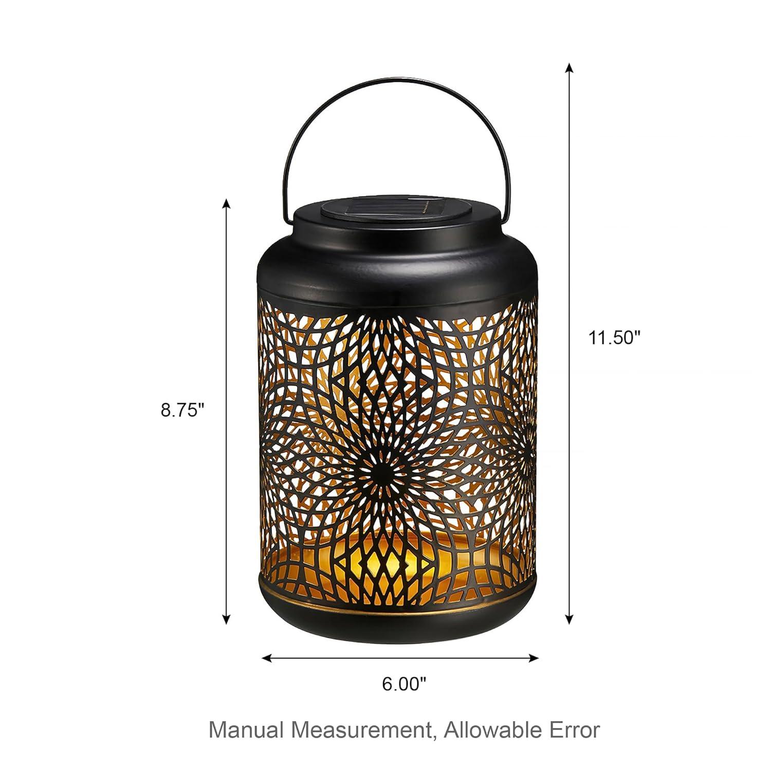 Winston Porter 8.75"H Metal Cutout Solar Powered Outdoor Hanging Lantern