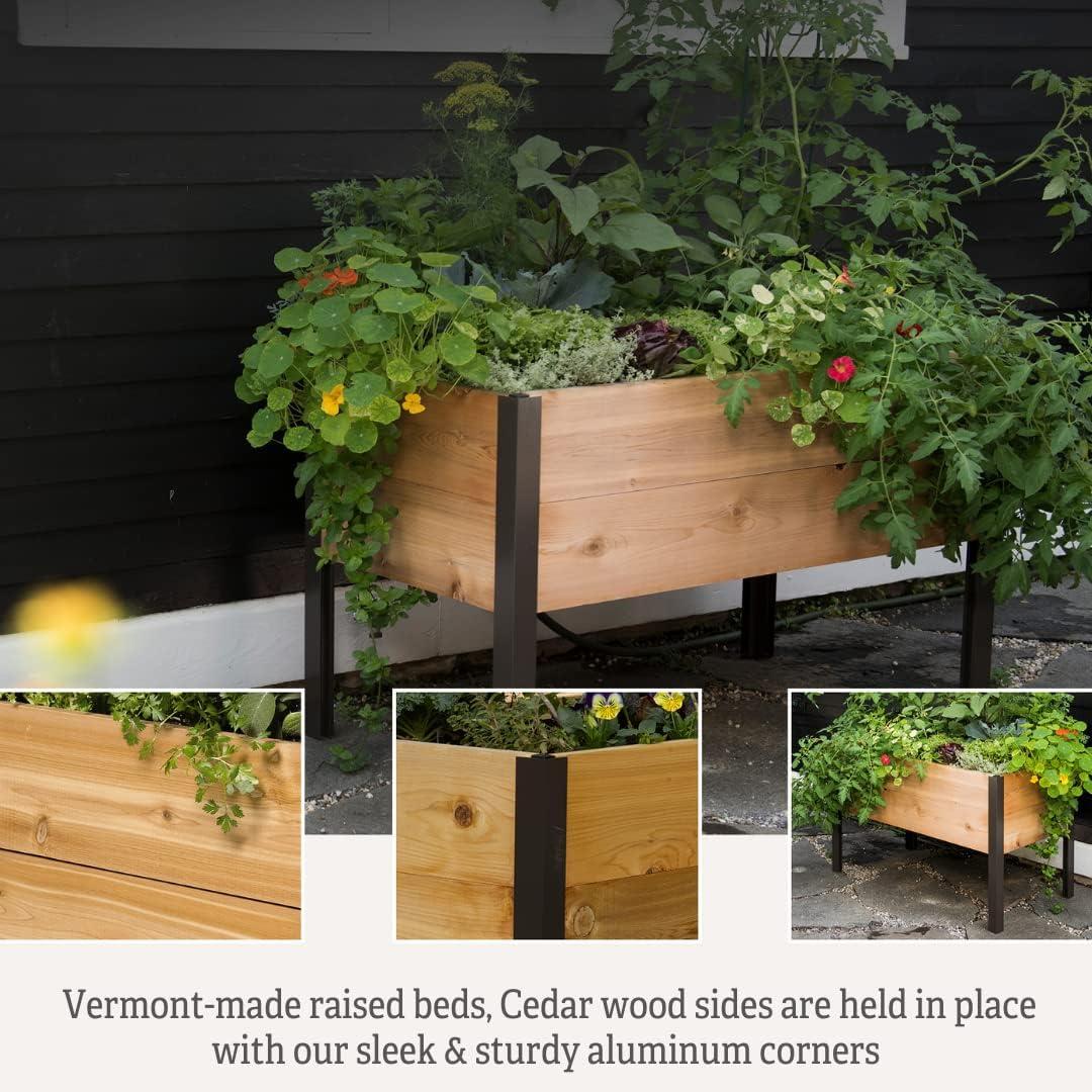 Gardener's Supply Company Raised Garden Bed Elevated Cedar Planter Box | 2' x 4' Heavy Duty Standing Garden Planters for Outdoor Plant Vegetables & Flower Gardening Perfect for Patio, Lawn & Backyard