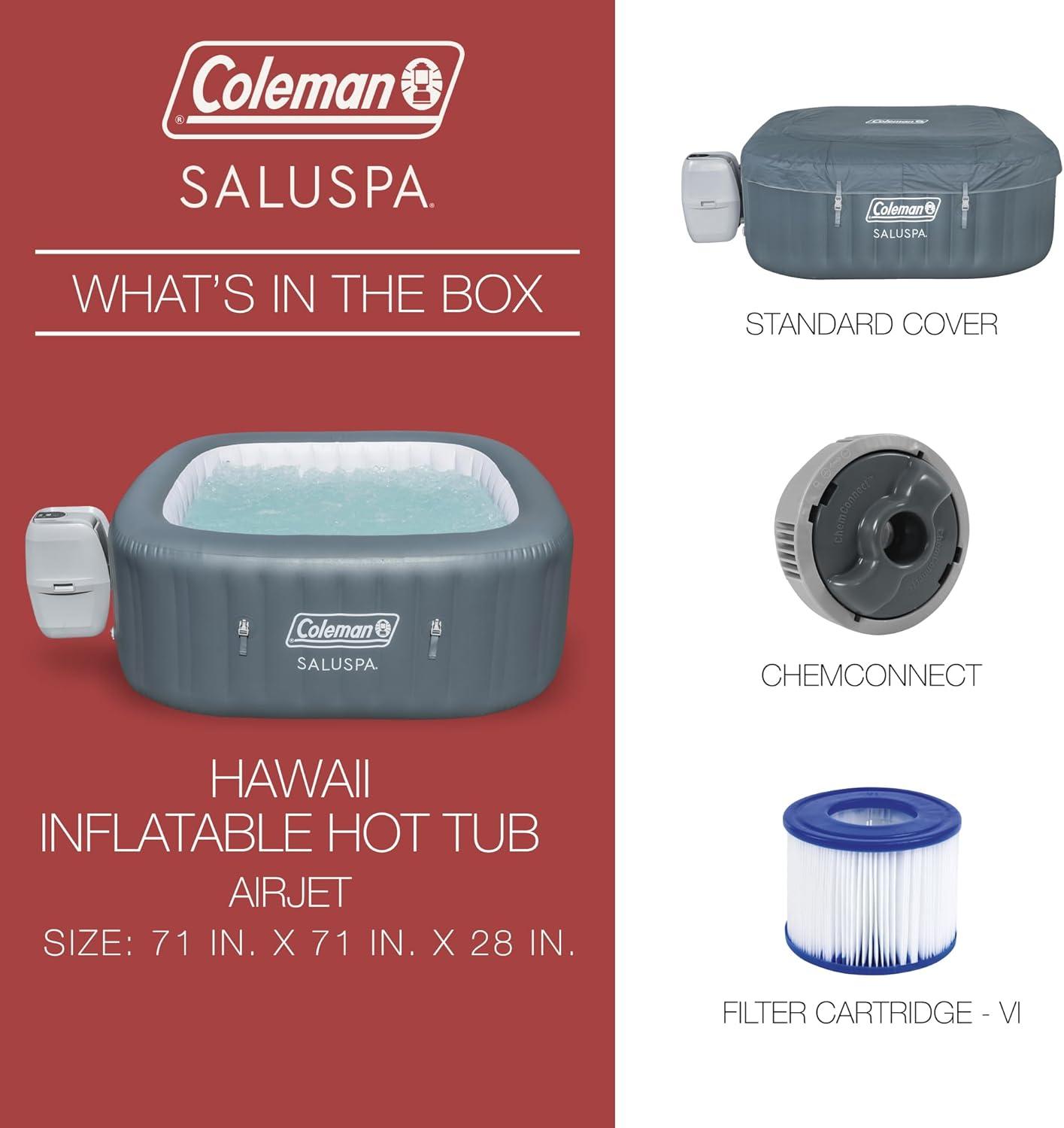 Coleman Gray Square Inflatable 6-Person Hot Tub with AirJets