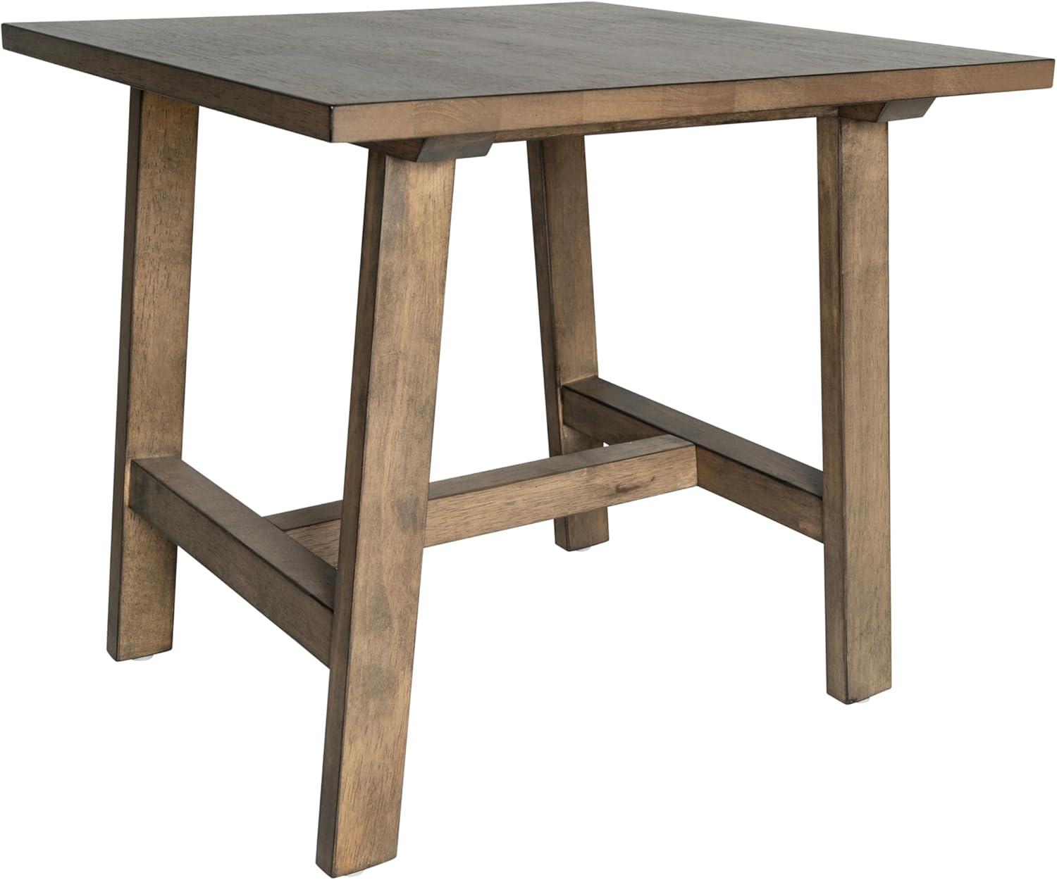 Taylor & Logan Cammie End Table Rustic Brown: Solid Wood, Trestle Base, 19.75" Height