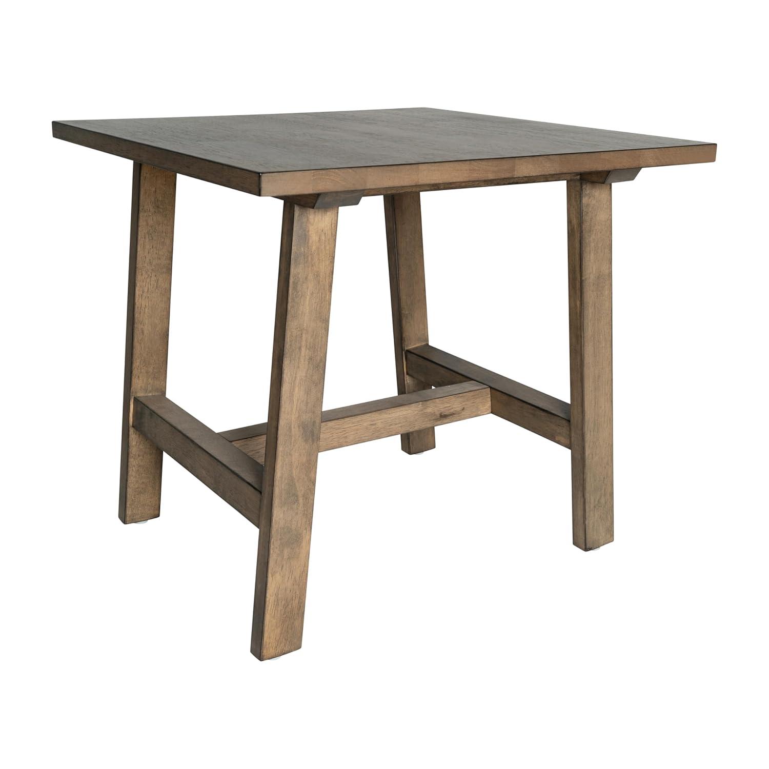 Taylor & Logan Cammie End Table Rustic Brown: Solid Wood, Trestle Base, 19.75" Height